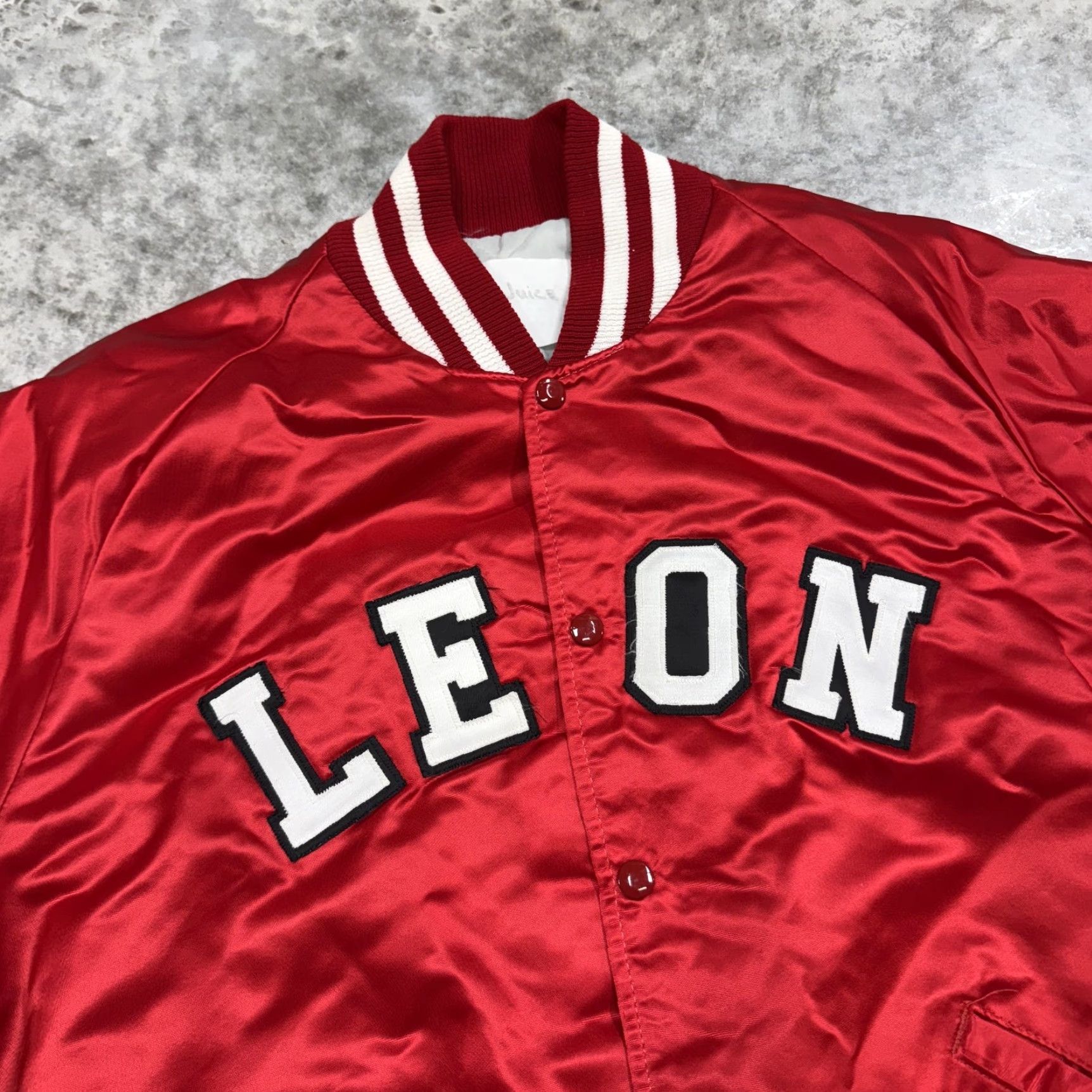 Vintage Leon Jacket Mens XL Red Satin Varsity Bomber Quilt Lined Letterman Tallahassee Size US XL / EU 56 / 4 - 4 Thumbnail