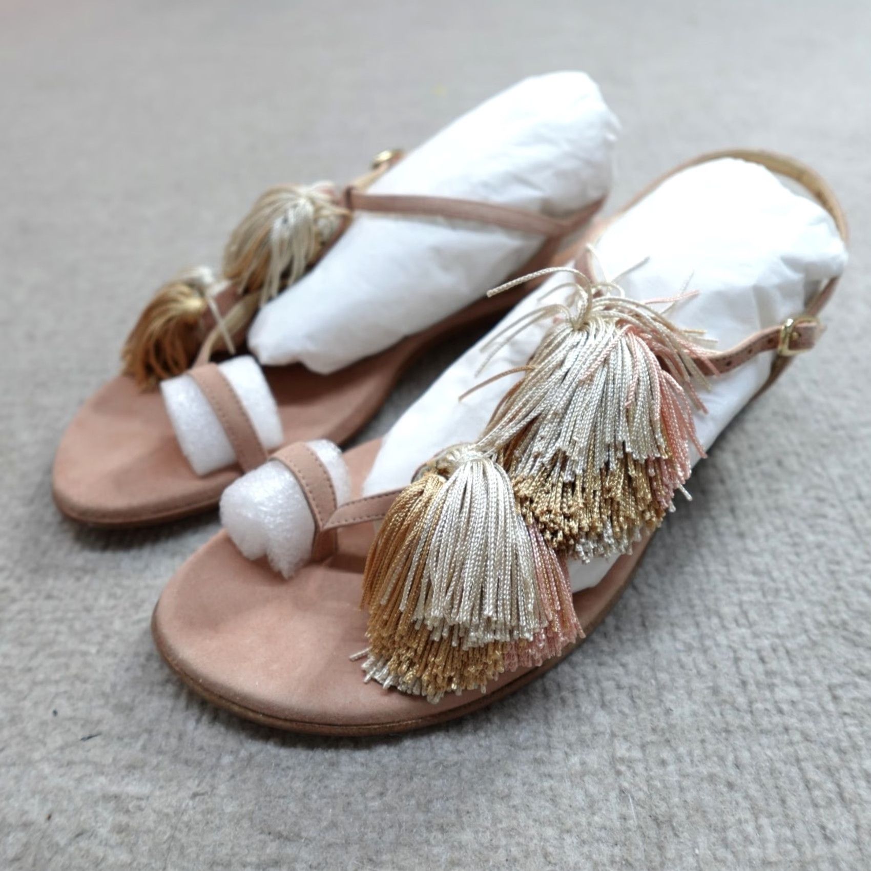 Stuart Weitzman Stuart Weitzman Sandal Womens 7.5 Pink Suede Strappy Buckle Open Toe Flat Leather Insole NEW Size US 8 / IT 38 - 2 Thumbnail