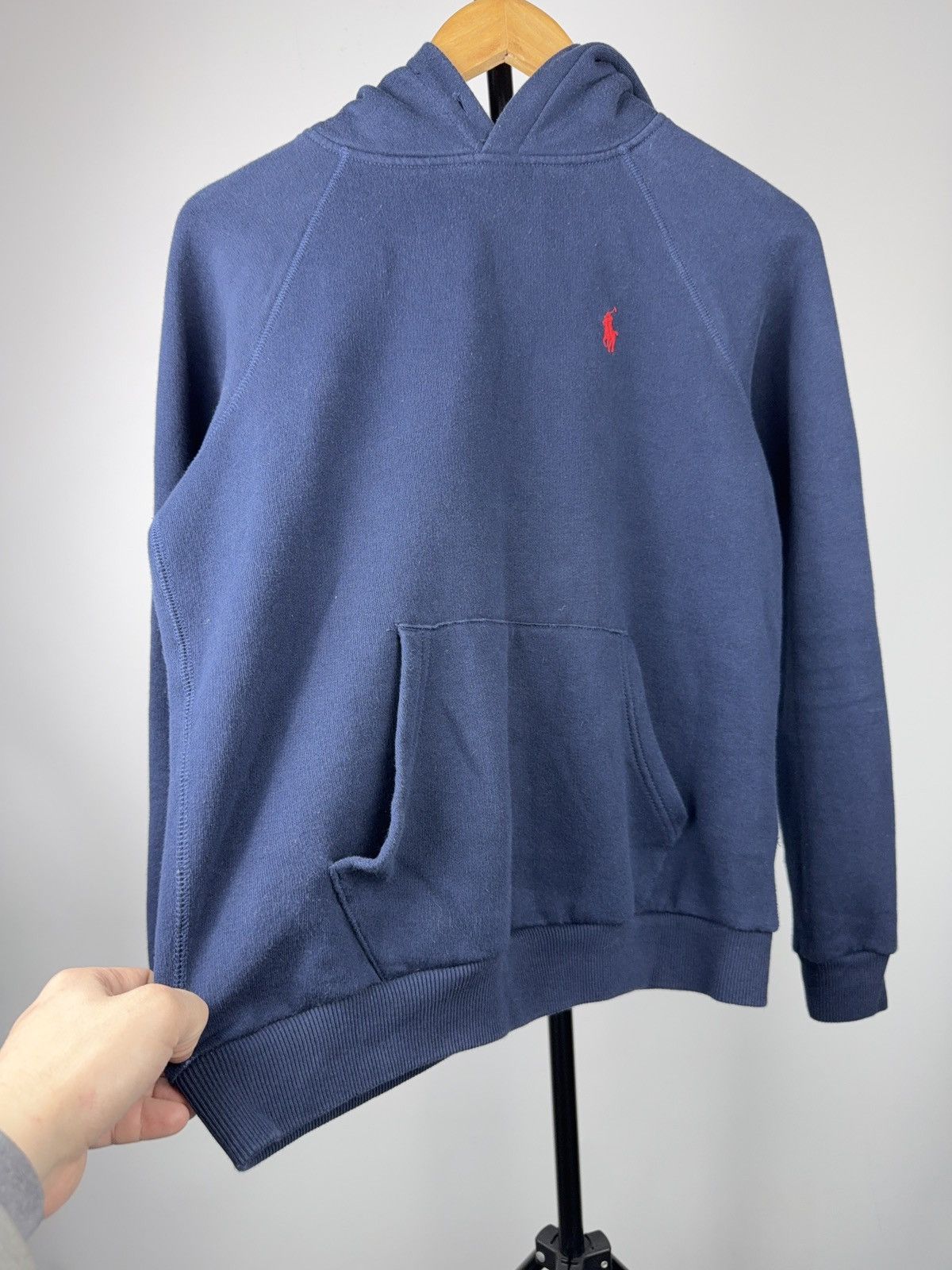 Polo Ralph Lauren 00s Polo Ralph Lauren Navy Cropped Hoodie Red Pony Logo Size M / US 6-8 / IT 42-44 - 5 Thumbnail