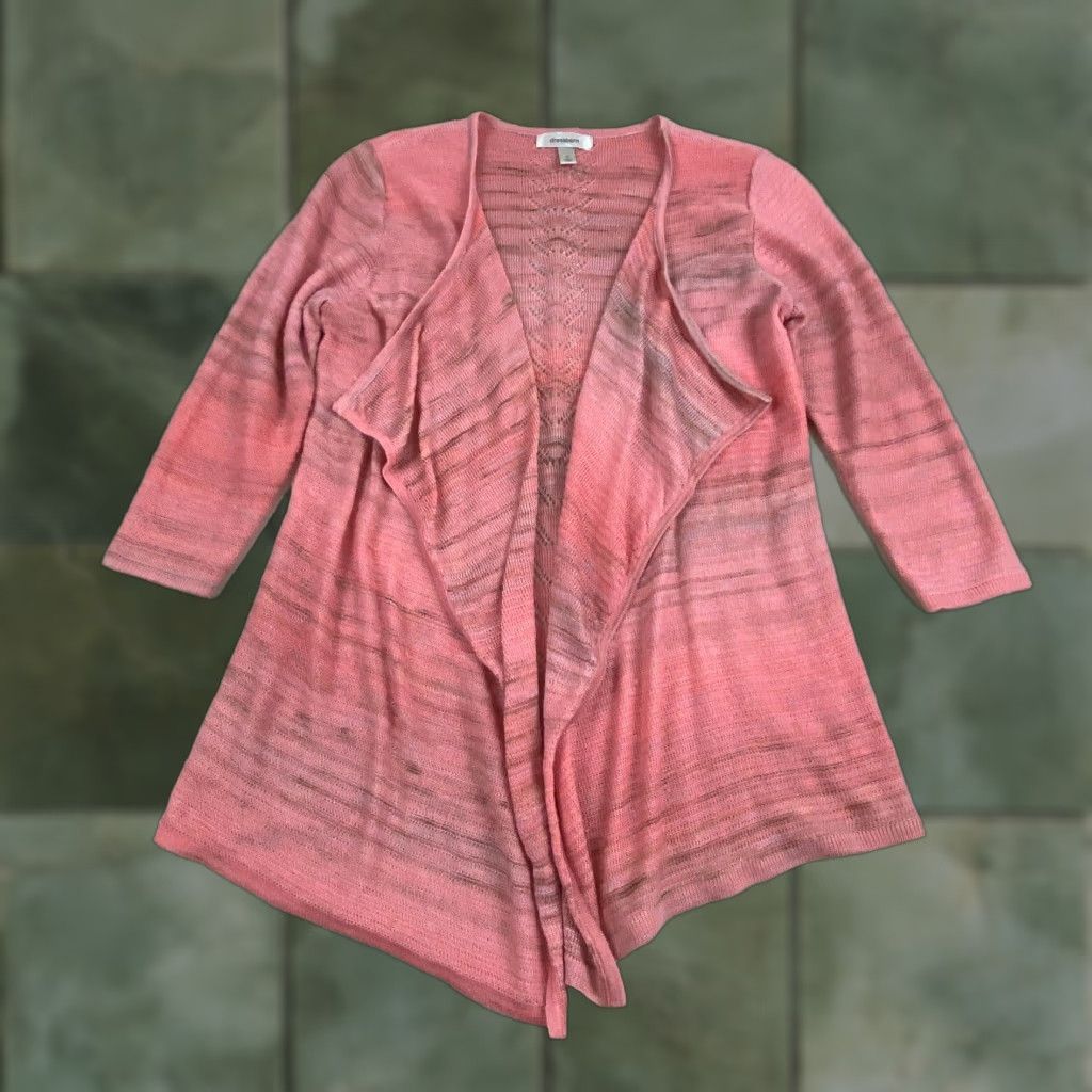 Vintage Dressbarn Womens Medium Pink Cardigan Sweater 3/4 Sleeves Open Front Acrylic Blend Size M / US 6-8 / IT 42-44 - 1 Thumbnail