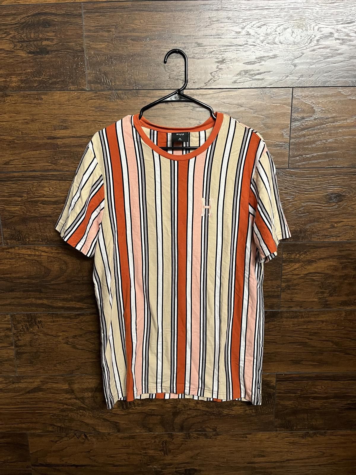 Huf HUF Vertical Stripes T-shirt - Embroidered H Tee - XL Size US XL / EU 56 / 4 - 1 Thumbnail