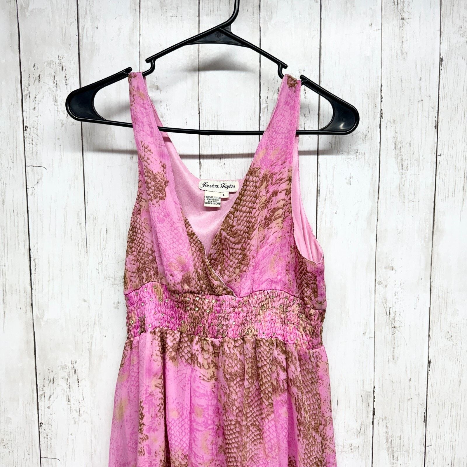 Vintage Jessica Taylor Dress LG Pink High Low Maxi Sleeveless Sheer Size L / US 10 / IT 46 - 2 Thumbnail