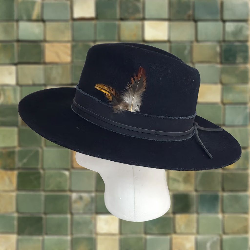 Vintage VINTAGE American Hat Makers Black Western Cowboy Hat Wool Felt Wide Brim M Adult Men Cap Rancher USA Rodeo Size ONE SIZE - 1 Thumbnail