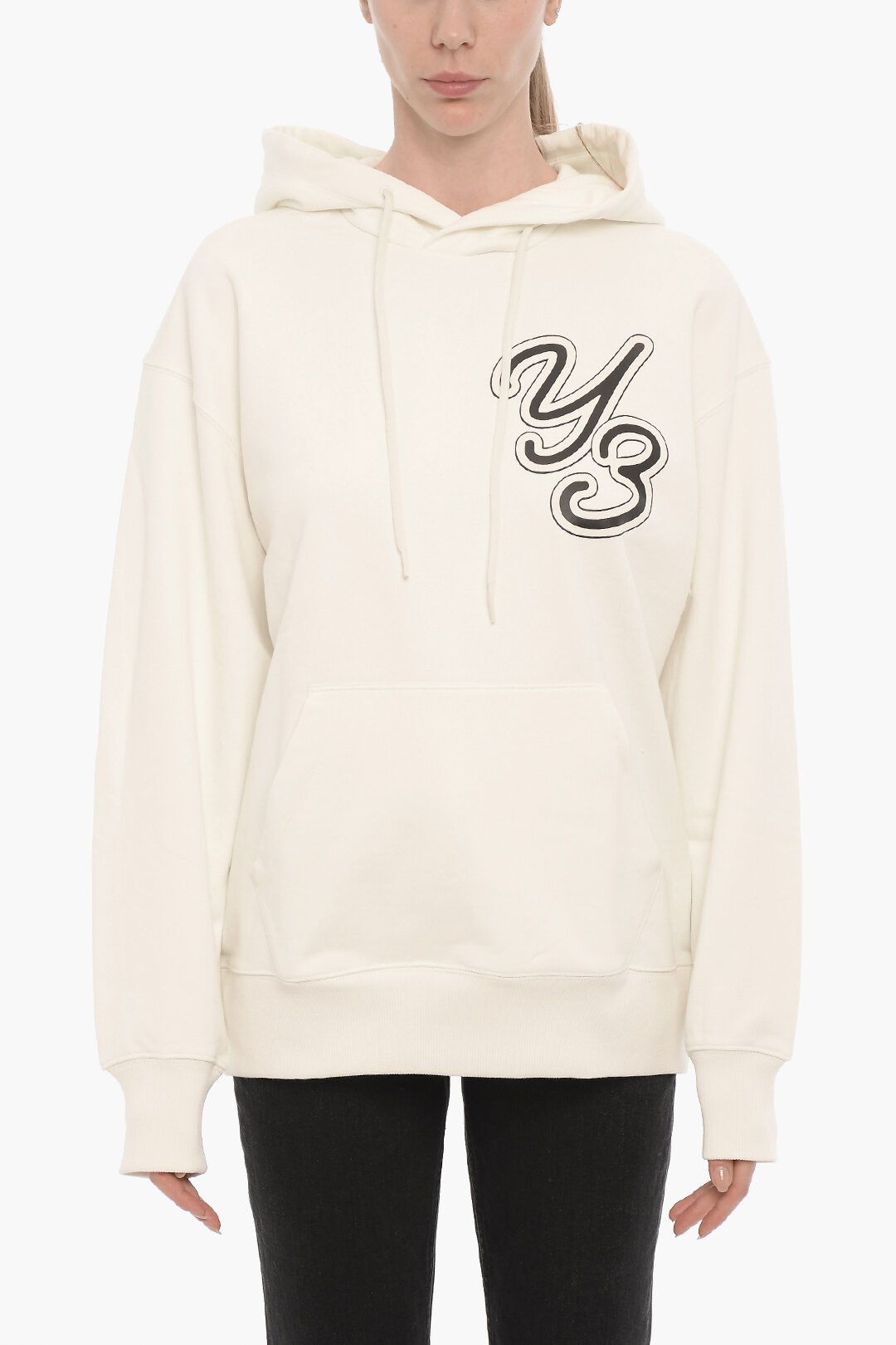 og1mm0824 Cotton Hoodie with Embossed Monogram in Ivory
