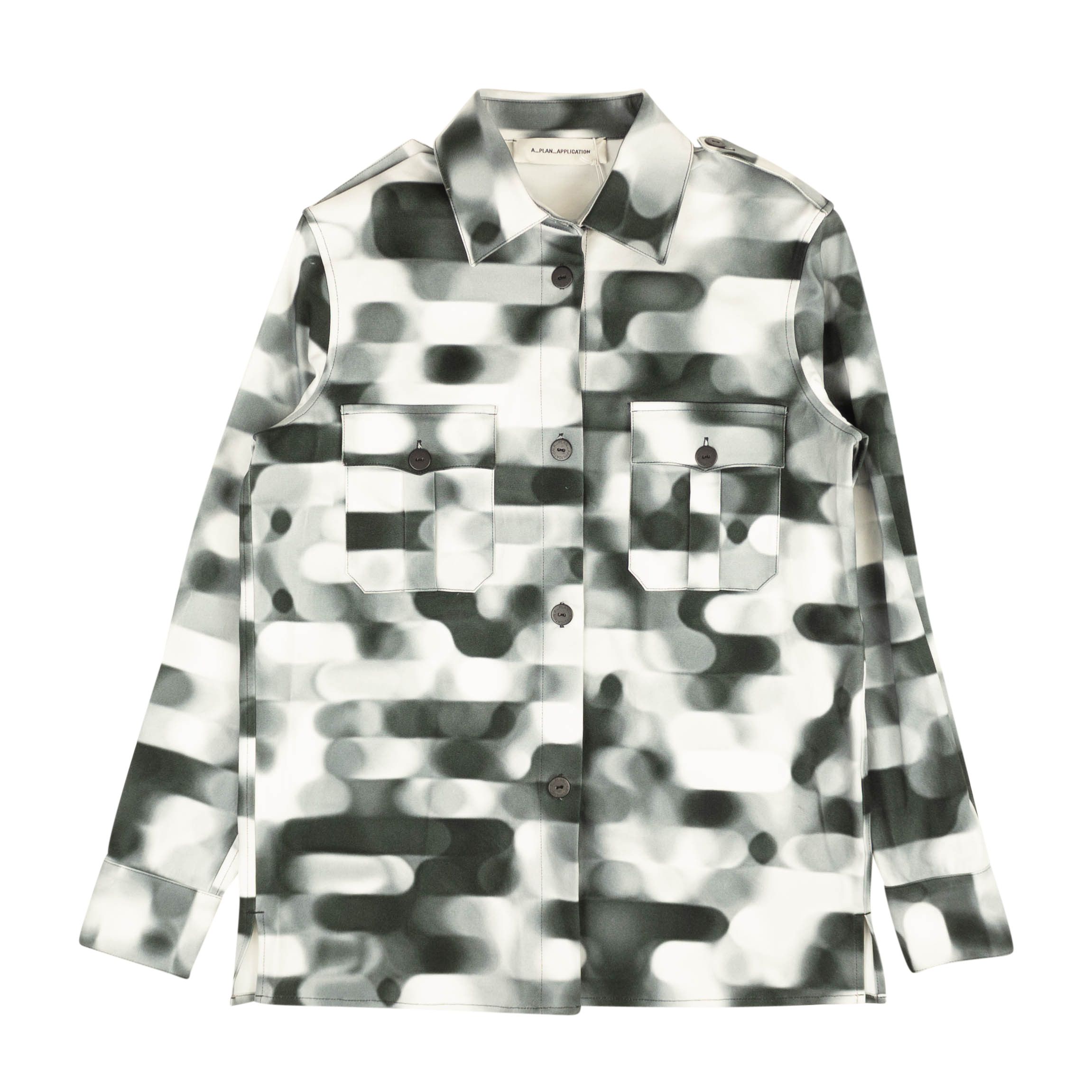 image of A P C NWT White/black Blur Check Button Down Shirt Size S $980, Women's