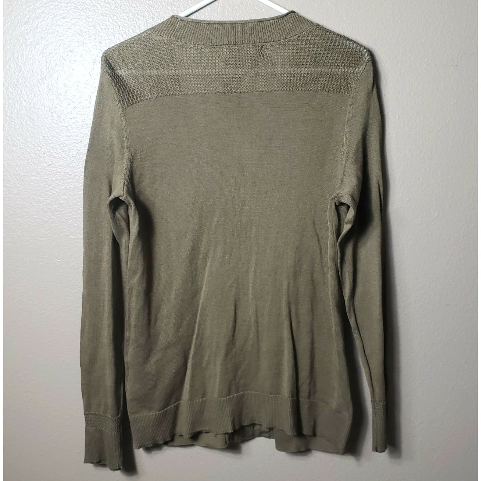 Eddie Bauer Eddie Bauer Cardigan Field Zip Pockets Women M Light Olive 100% Cotton V-Neck Knit Jacket Size M / US 6-8 / IT 42-44 - 5 Thumbnail