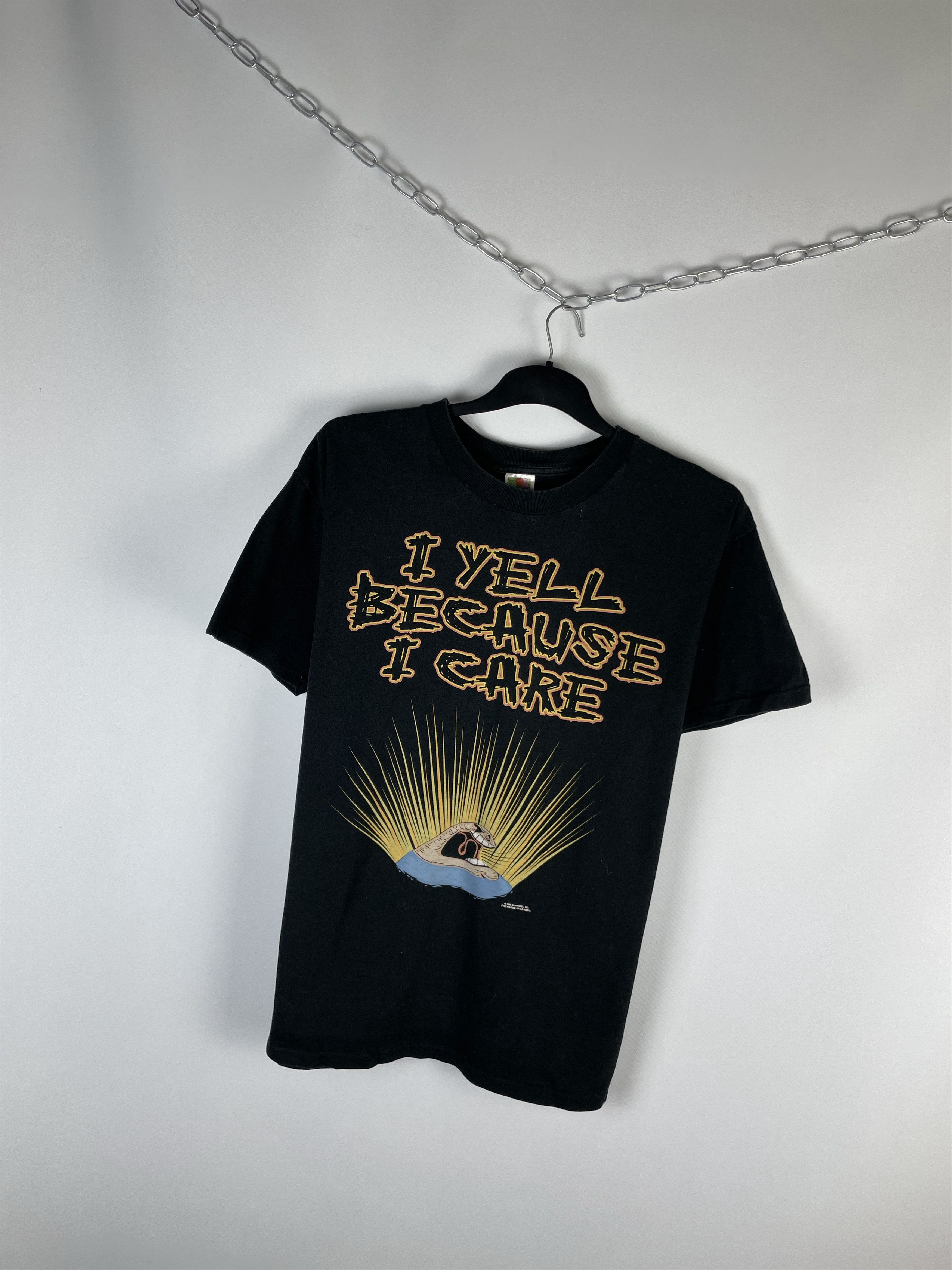 Vintage Crazy Vintage 90’s I Yell Because I Care T-Shirt Size US XL / EU 56 / 4 - 2 Thumbnail
