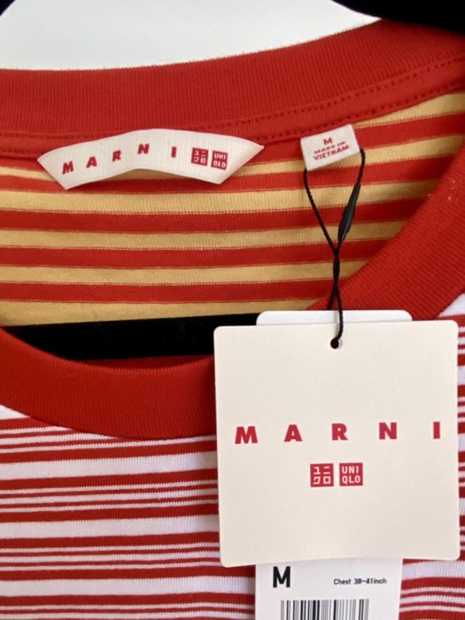 Marni x Uniqlo Red & White Striped Cotton Crew Ringer T-Shirt