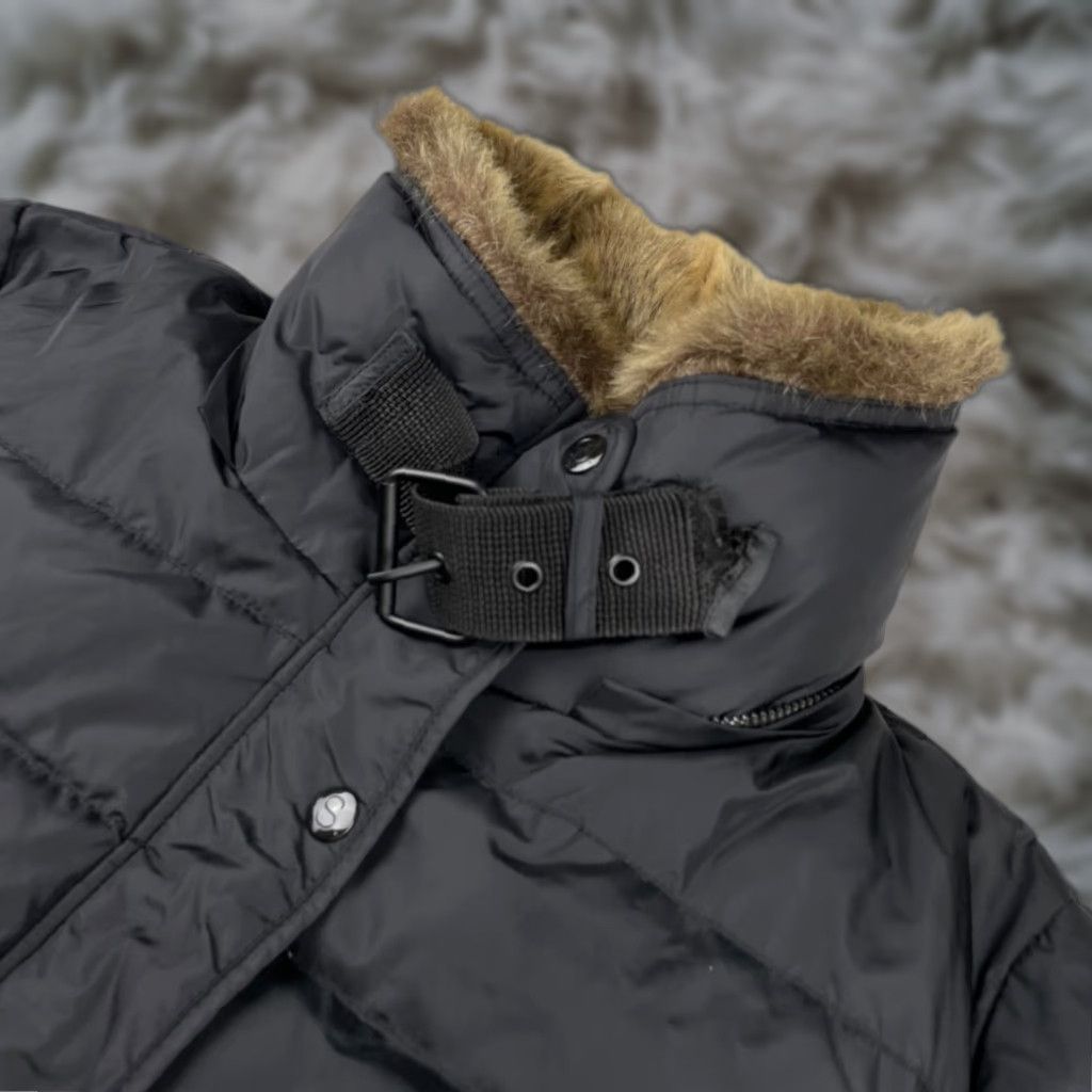 S13 Sam Women's Faux Fur Duck Down Puffer Parka Jacket Black Medium