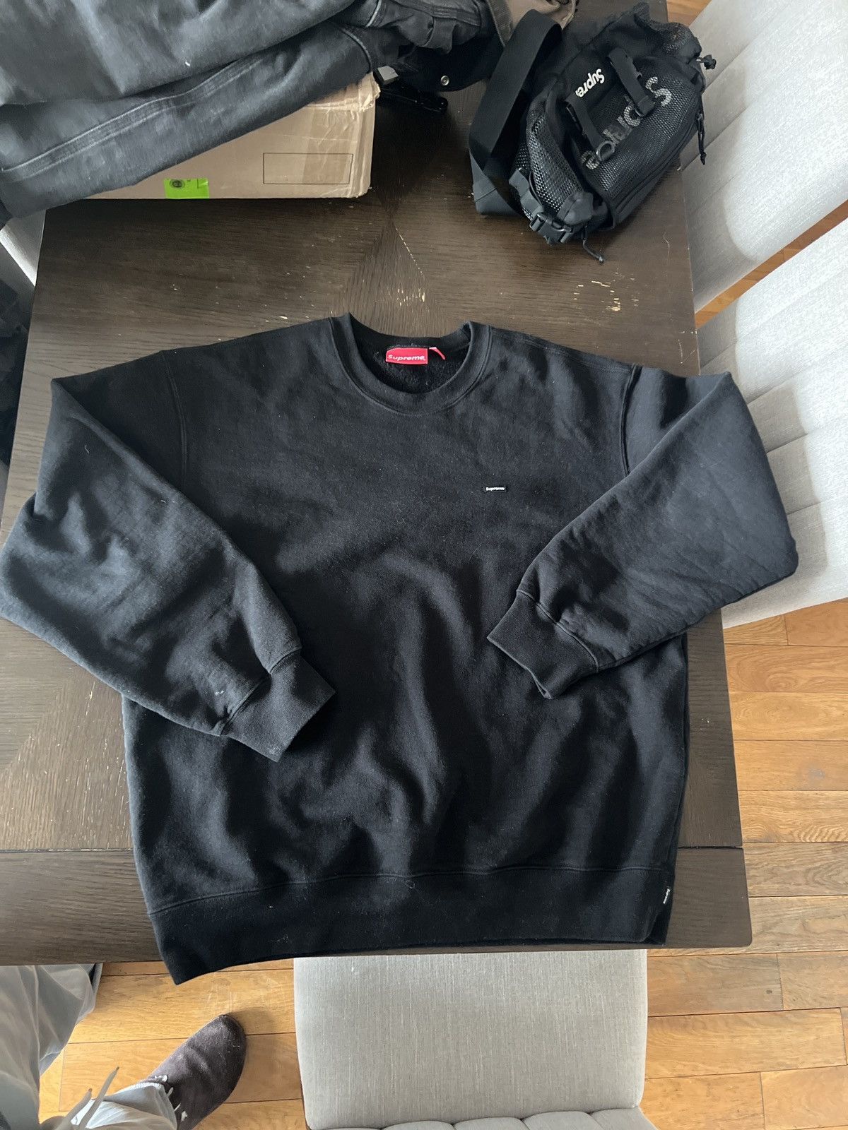 image of Supreme Mini Box Logo Crewneck in Black, Men's (Size Large)