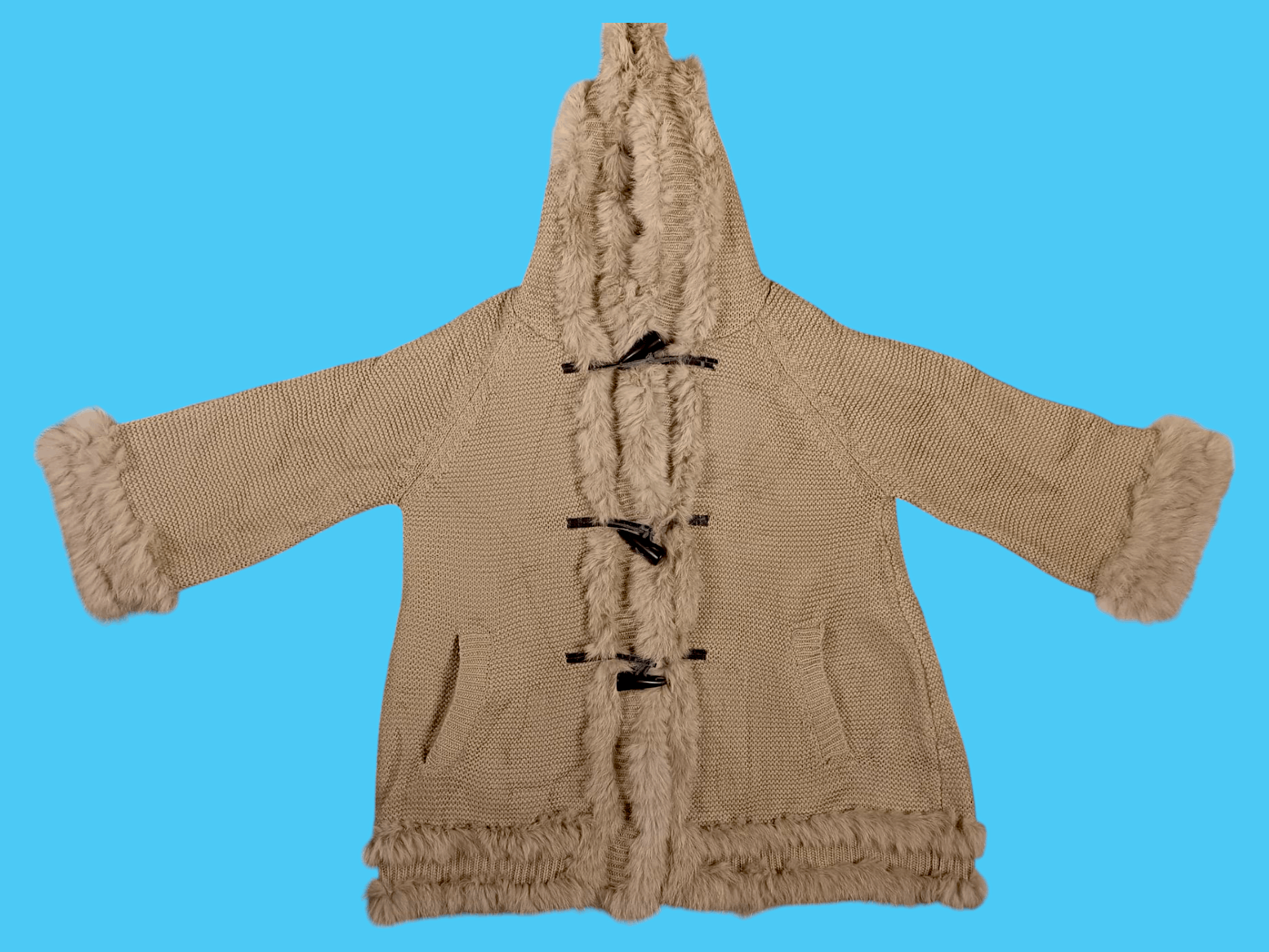 Japanese Brand × Le Grande Bleu (L.G.B.) VICKY Faux Fur Knit Toggle Design Mohair Duffle Jacket Size US L / EU 52-54 / 3 - 7 Thumbnail