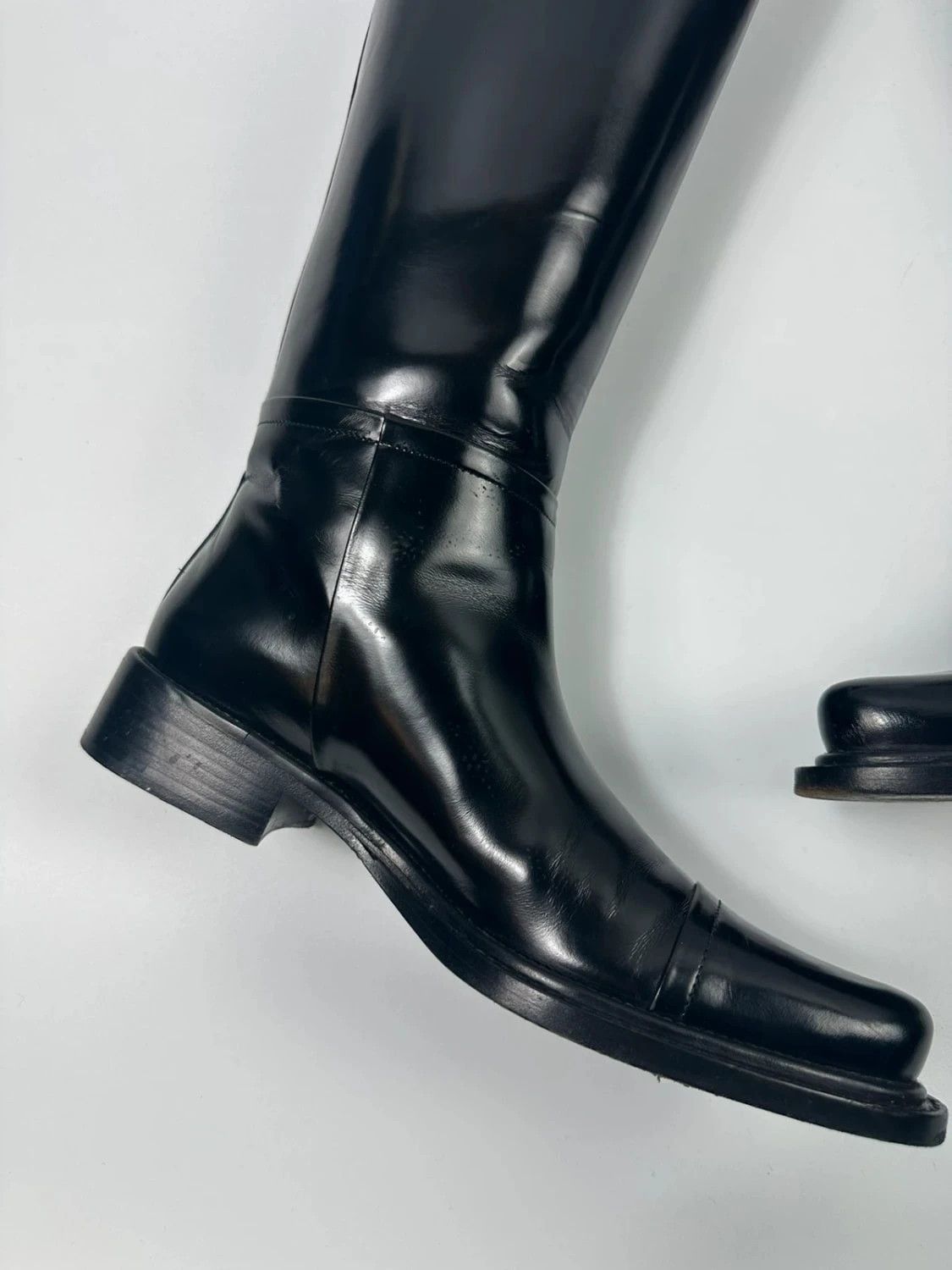 Prada Prada SS2014 Black Leather Vernis Patent Boots Pointy Toe Size US 6 / IT 36 - 7 Thumbnail