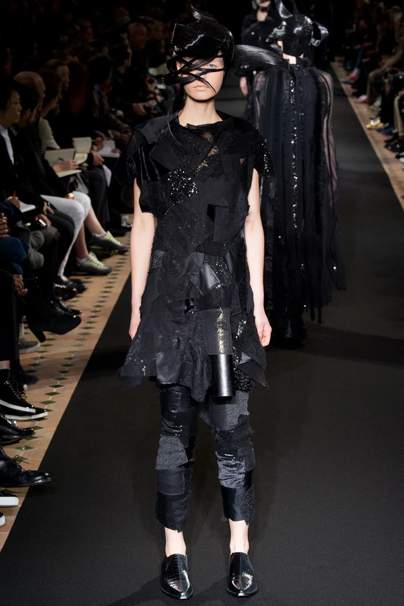 AW14 Runway cropped multimedia patchwork pants