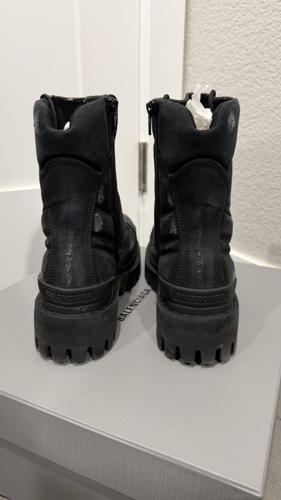 Balenciaga “2025 COMBAT STRIKE BOOT IN BLACK DISTRESSED CANVAS” Size US 9.5 / EU 42-43 - 3 Thumbnail