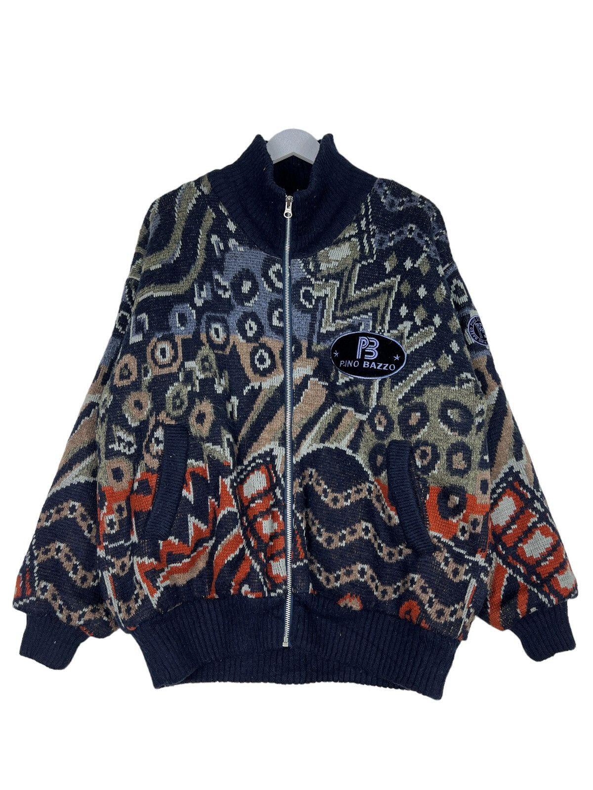 Aran Isles Knitwear 🔥 PINO BAZZO COLOR WAY KNITTED BOMBER JACKET Size US L / EU 52-54 / 3 - 2 Thumbnail