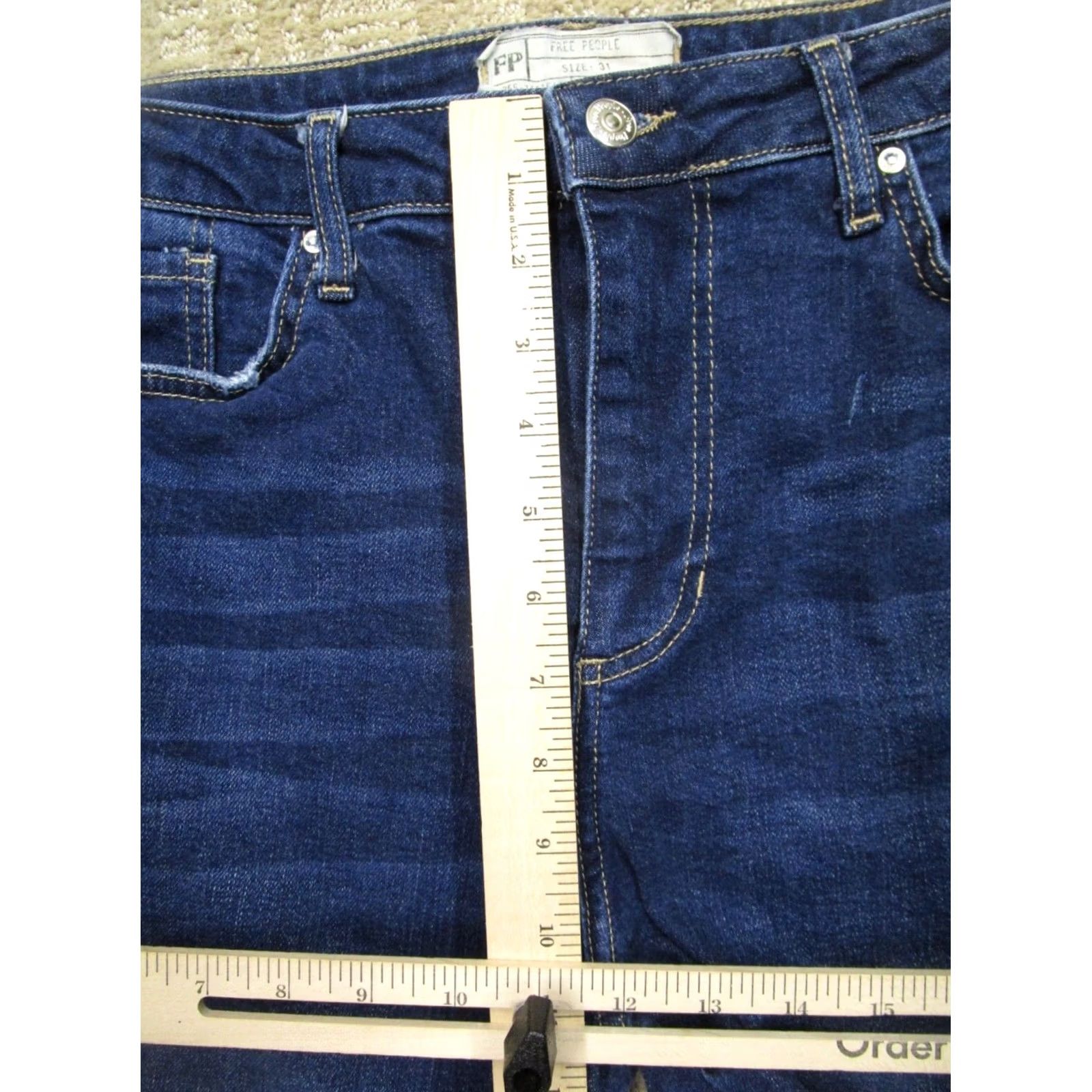 Free People Free People Jeans Women 31 Blue High Rise Cropped Ankle Denim Frayed Hem Logo 5-Pocket Size 24" / US 00 / IT 34 - 6 Thumbnail
