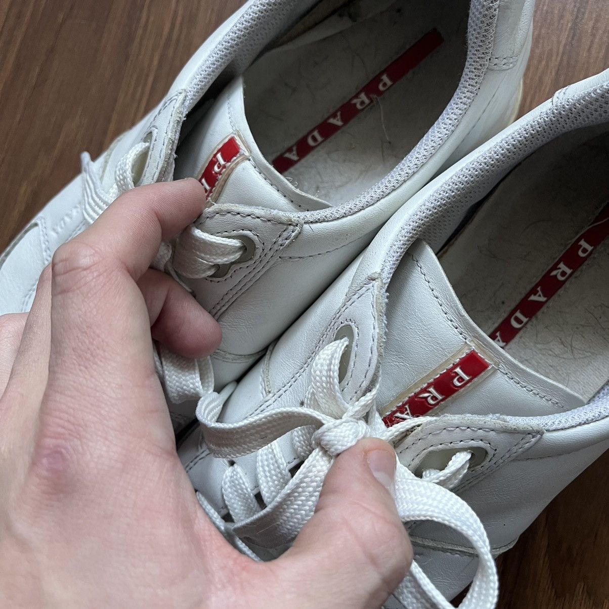 Prada Prada low-top sneakers white sneakers red label Size US 9 / EU 42 - 14 Thumbnail