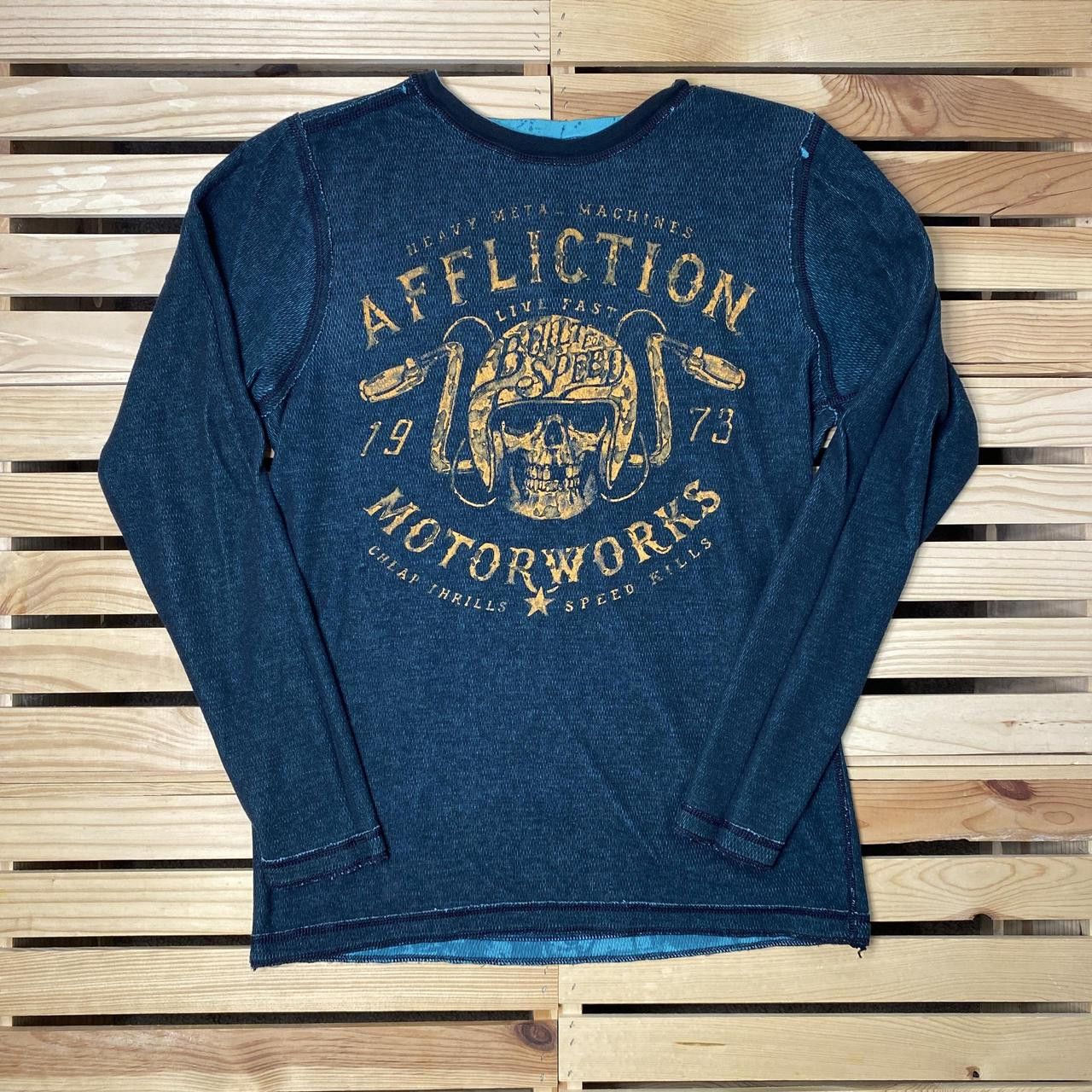 Affliction Affliction Teal Y2K Reversible Thermal MMA Tee Size Large Size US L / EU 52-54 / 3 - 3 Thumbnail
