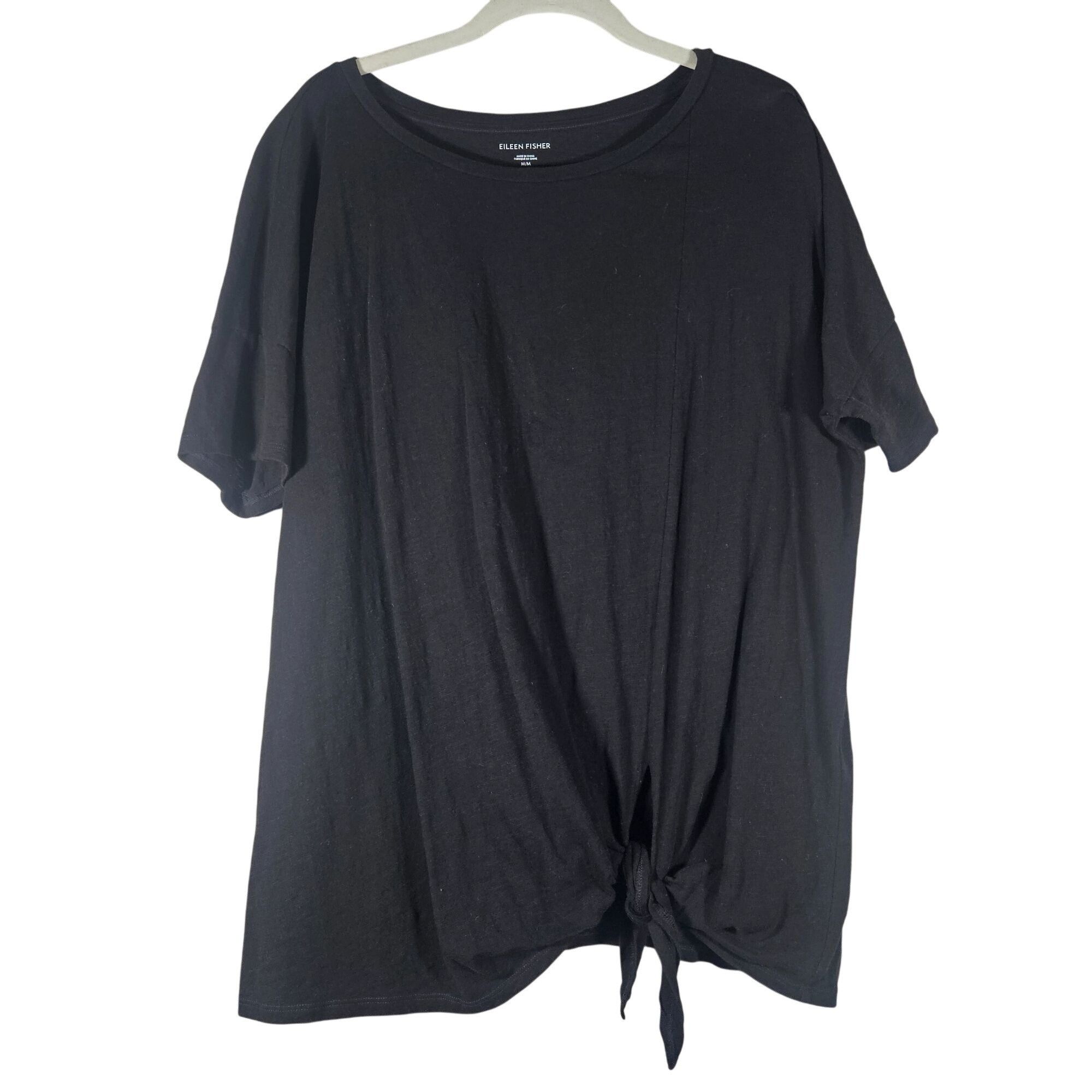 Other Eileen Fisher Black Tie-Front Organic Cotton Top M Minimalis Size M / US 6-8 / IT 42-44 - 2 Thumbnail