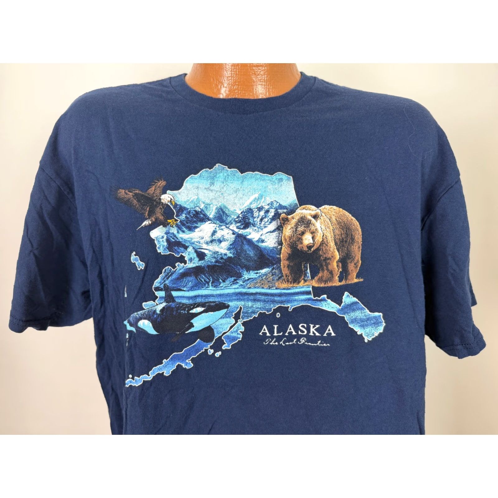 Delta Delta Alaska Shirt XL Men Navy Blue T-Shirt Animals Nature Outdoors Graphic Print Modern Fit Size US XL / EU 56 / 4 - 2 Thumbnail