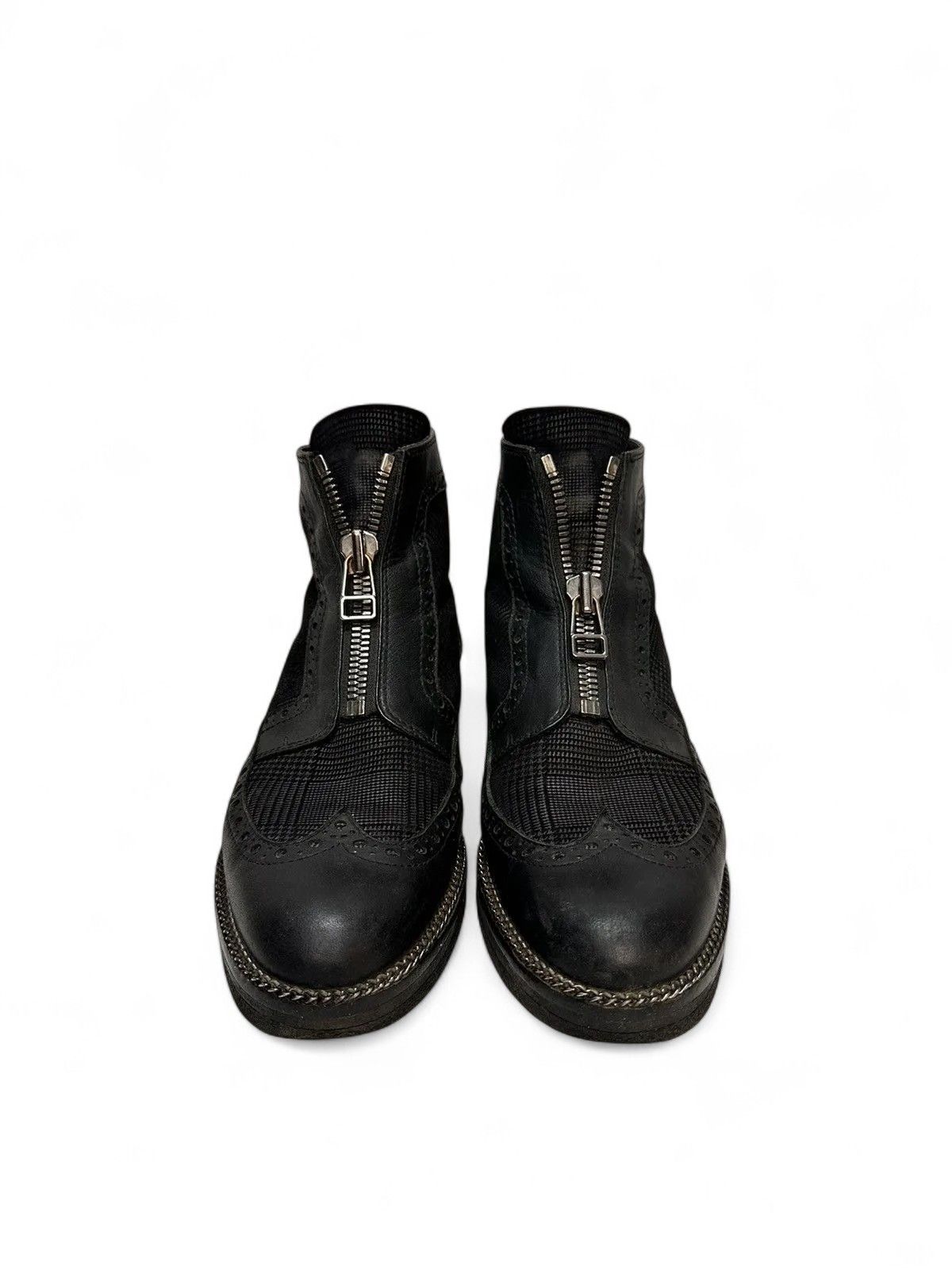 A.S.98 Vintage Orsace Black Leather Brogue Zip Gothic Avantgarde Size US 8 / IT 38 - 3 Thumbnail