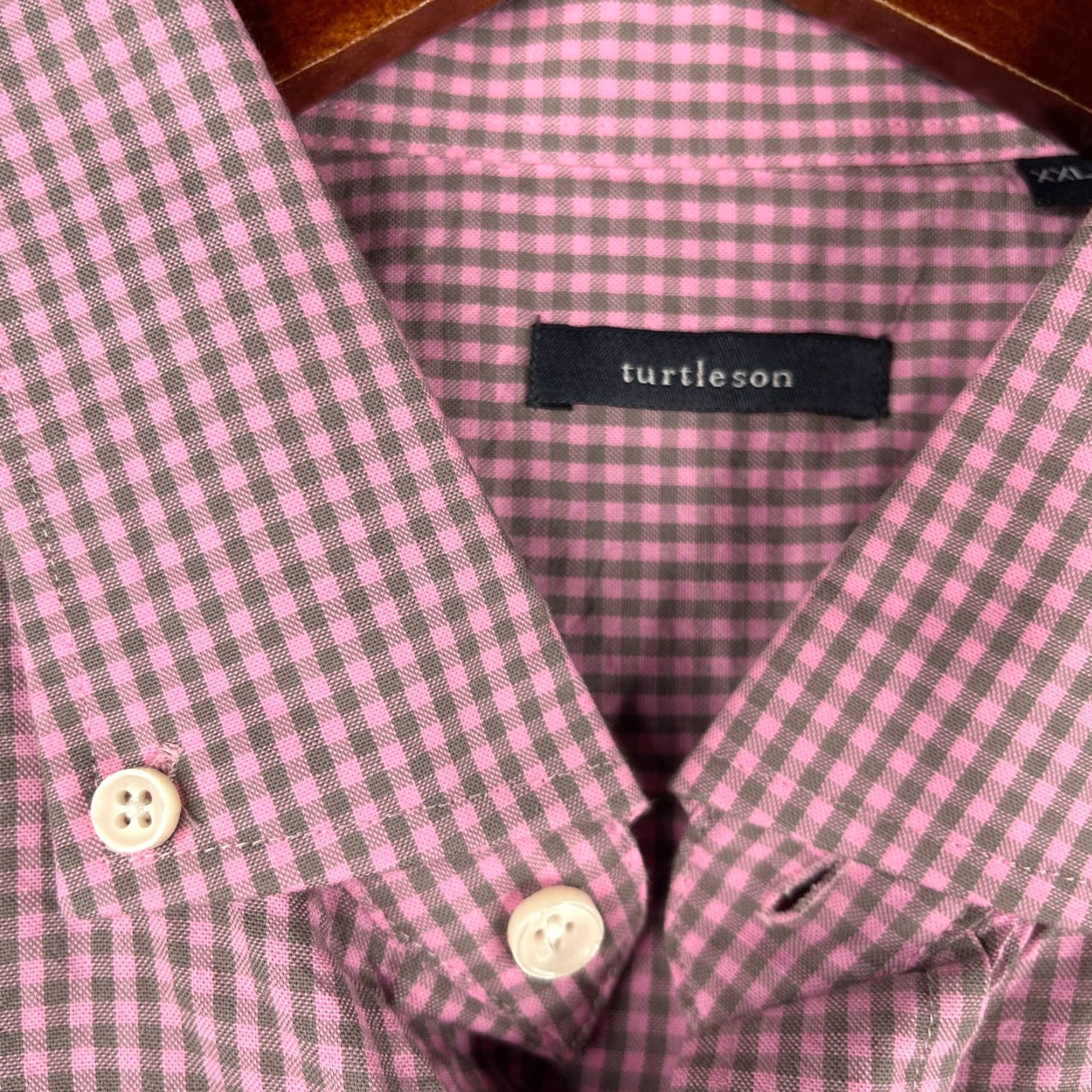Vintage Turtleson Shirt 2XL Pink Check Button-Up Long Sleeve Mens Modern Preppy Casual Shirt Size US XXL / EU 58 / 5 - 4 Thumbnail
