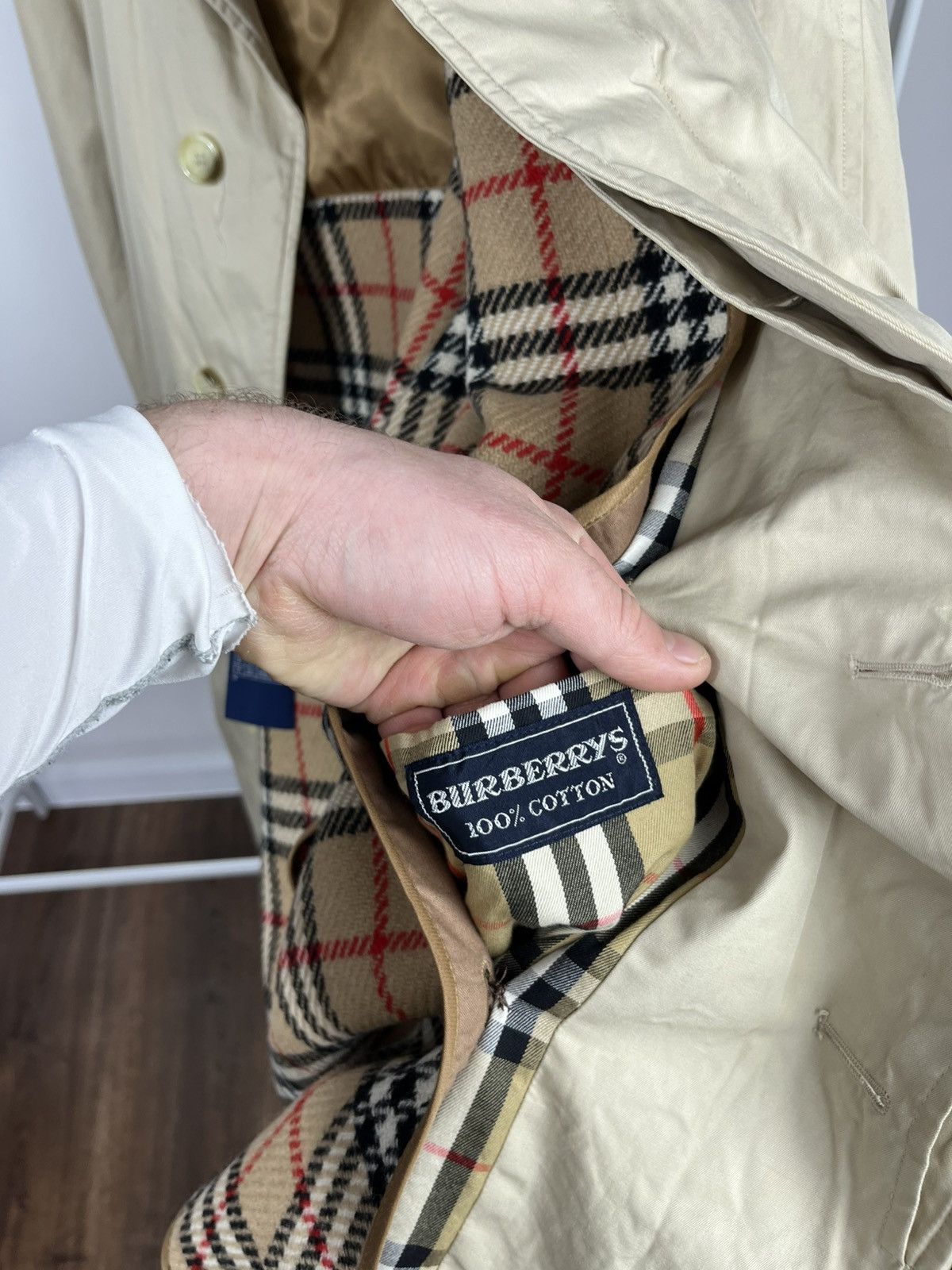 Burberry Burberrys Mens Beige Coat Wool Lined Vintage Trench Size US M / EU 48-50 / 2 - 15 Thumbnail