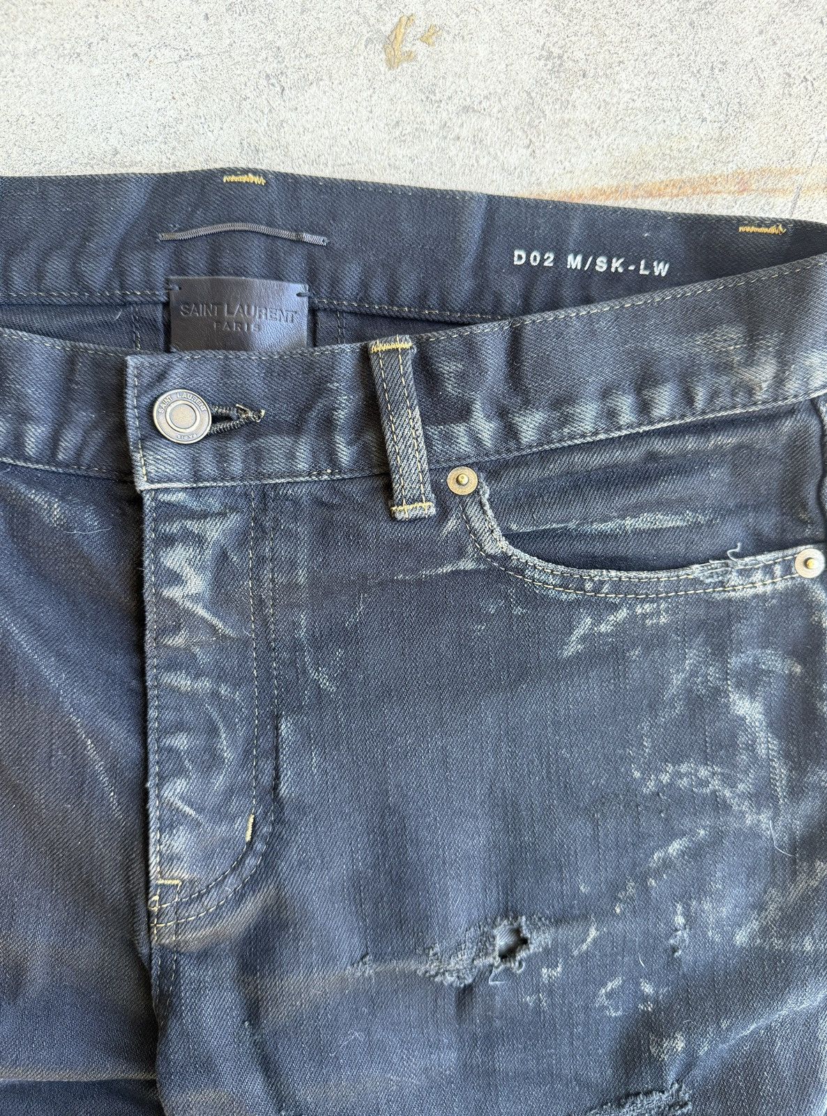 Saint Laurent Paris Saint Laurent Paris F/W16 Oil Spill D02 Denim Hedi Slimane Size US 30 / EU 46 - 2 Thumbnail