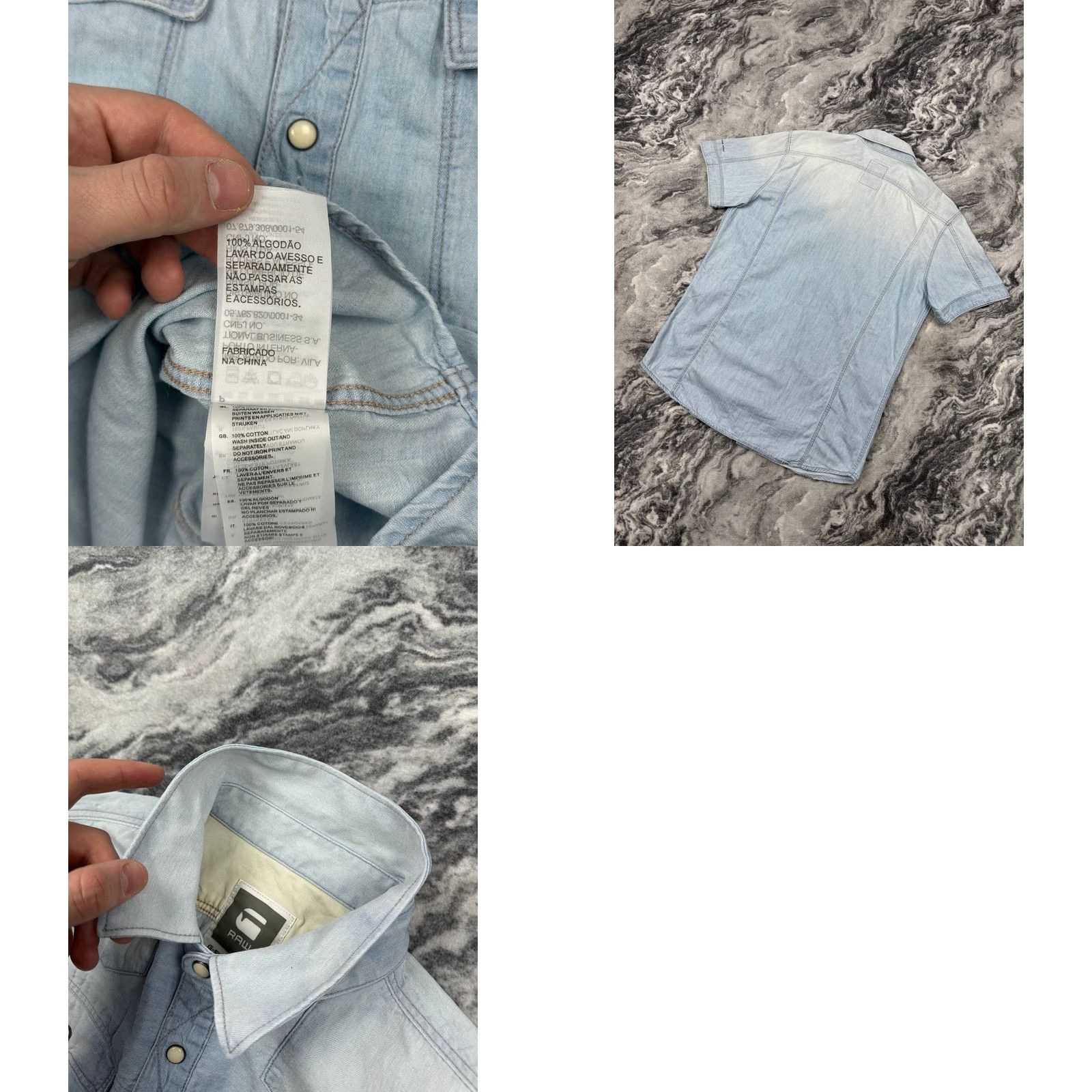 G-Star G-Star Raw Tailor Denim Shirt Short Sleeve Button-Up Men L Blue Size US L / EU 52-54 / 3 - 8 Thumbnail