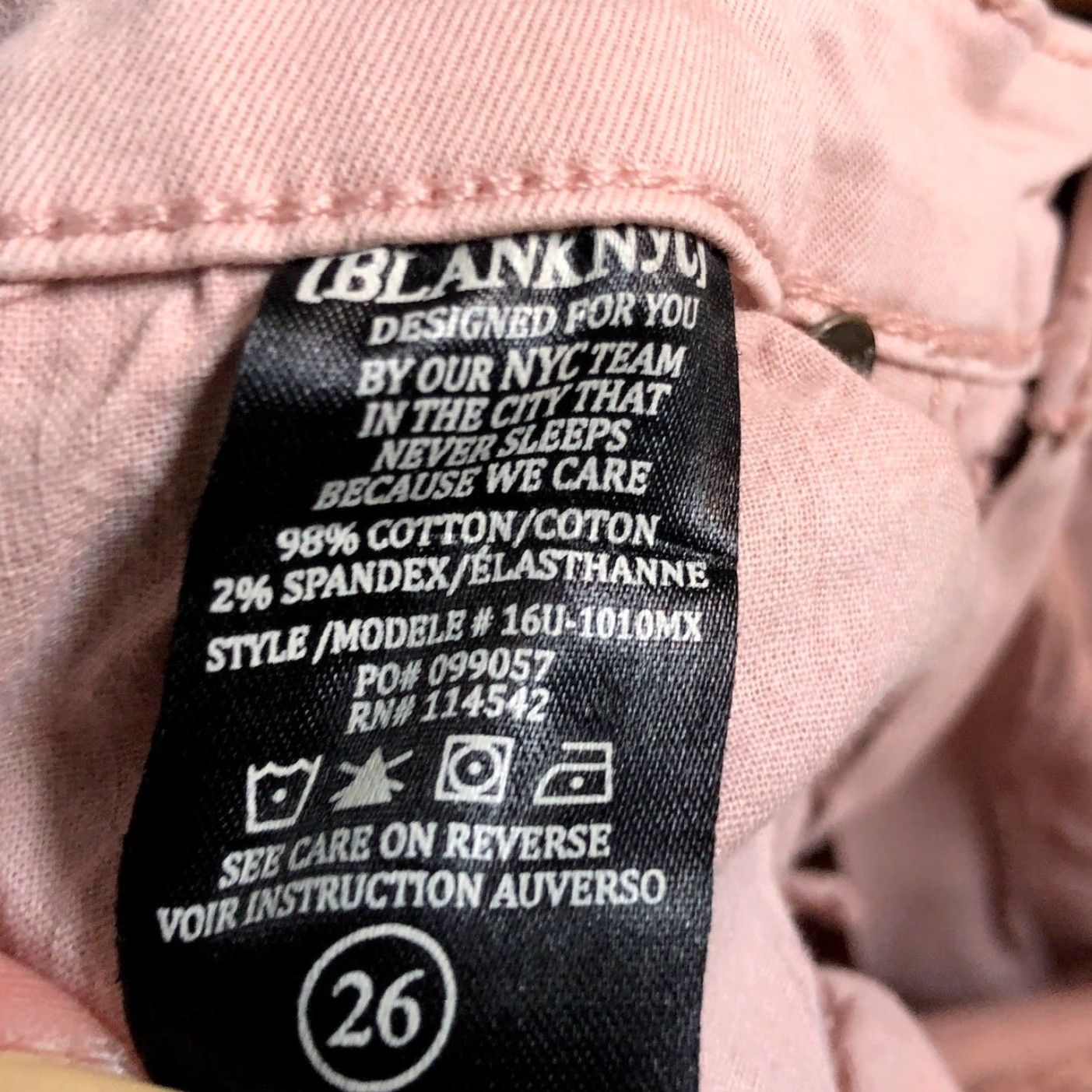 Vintage Blank NYC Jeans Pink Denim Low Rise Skinny Fit Distressed Stretch 26 Women, Regular, 5-Pocket, Cotton Spandex, Inseam 26.5 in, Size 26 Size 26" / US 2 / IT 38 - 5 Thumbnail