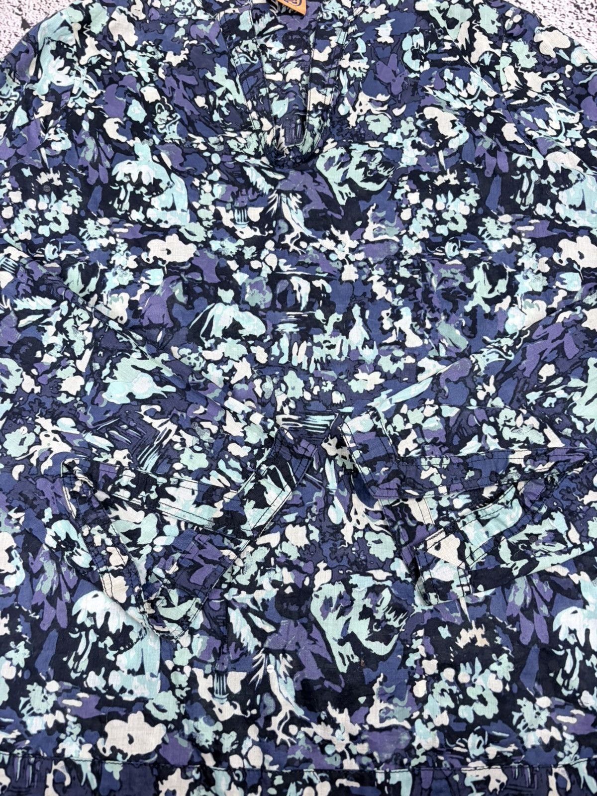 Tory Burch Vintage Tory Burch Blue Abstract Floral Tunics Blouse 12 Size M / US 6-8 / IT 42-44 - 9 Thumbnail