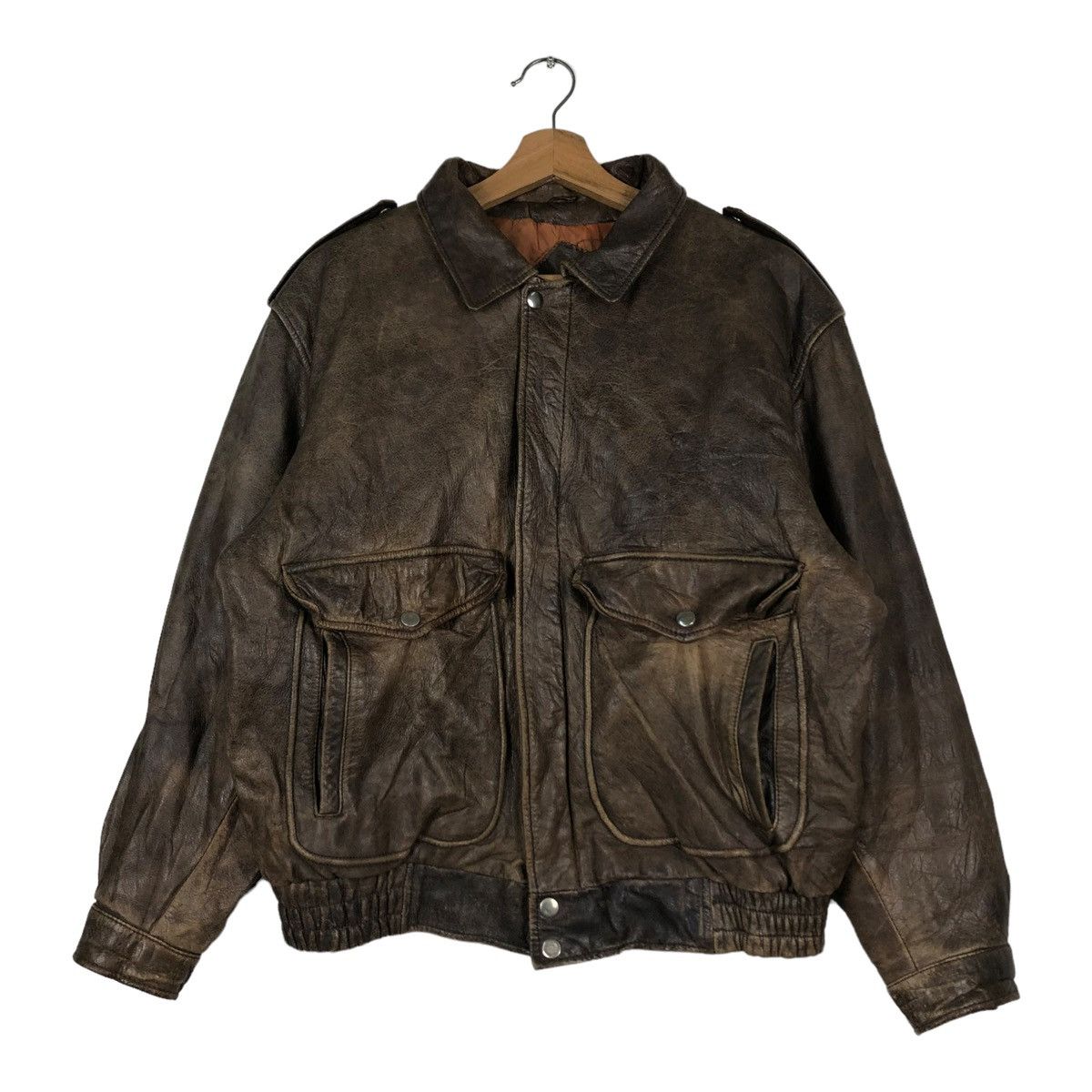 Japanese Brand 🔥VINTAGE FLY BOMBER LEATHER JACKET FOX-TROT JAPAN MADE Size US M / EU 48-50 / 2 - 1 Thumbnail