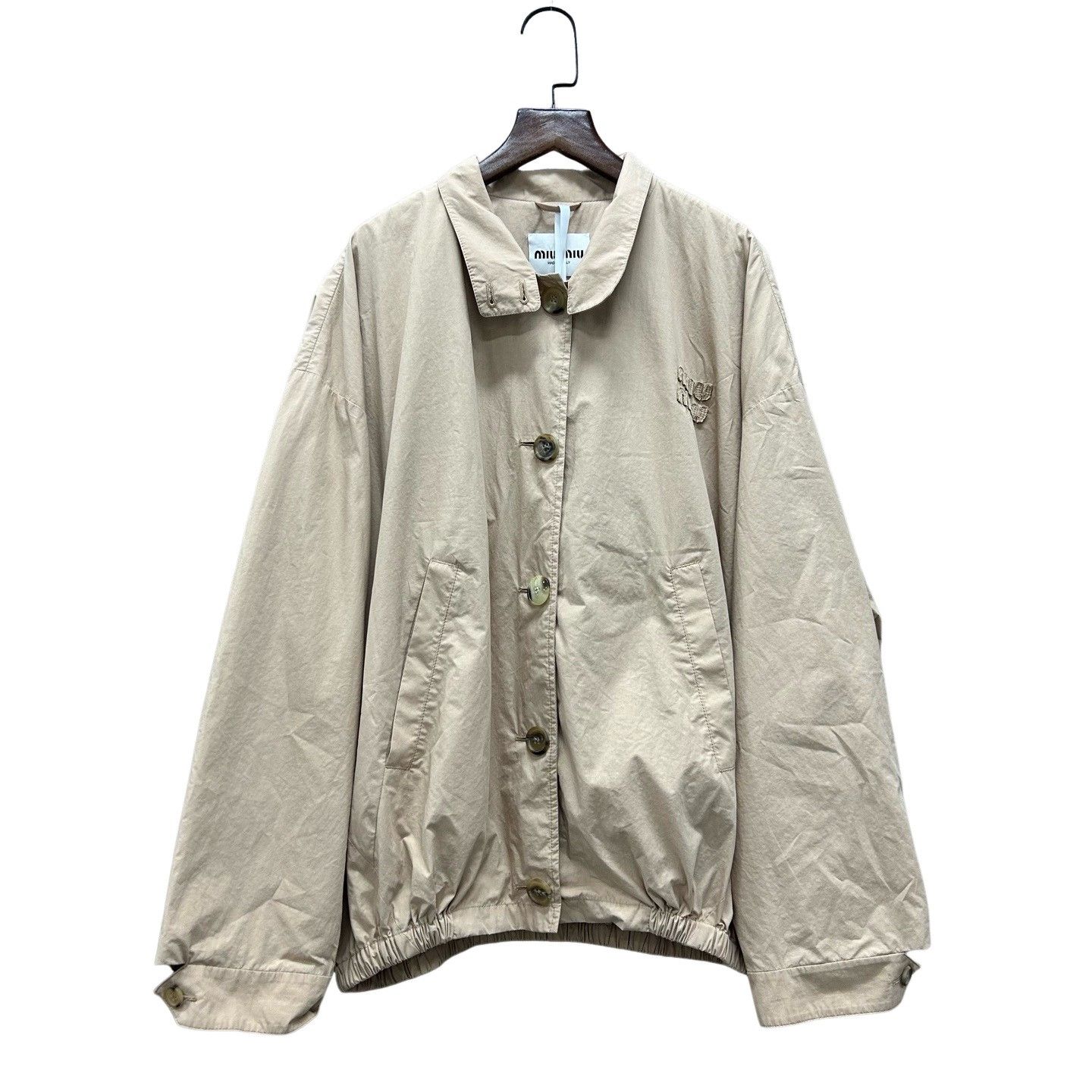Miu Miu Miu Miu Embroidered Logo Jacket Beige Size 38 Size XS / US 0-2 / IT 36-38 - 1 Thumbnail