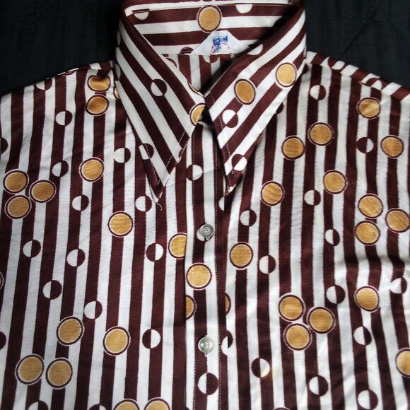 Other Vintage MCM Koret Kolortron Op Art Polyester Disco Shirt Size US L / EU 52-54 / 3 - 1 Thumbnail