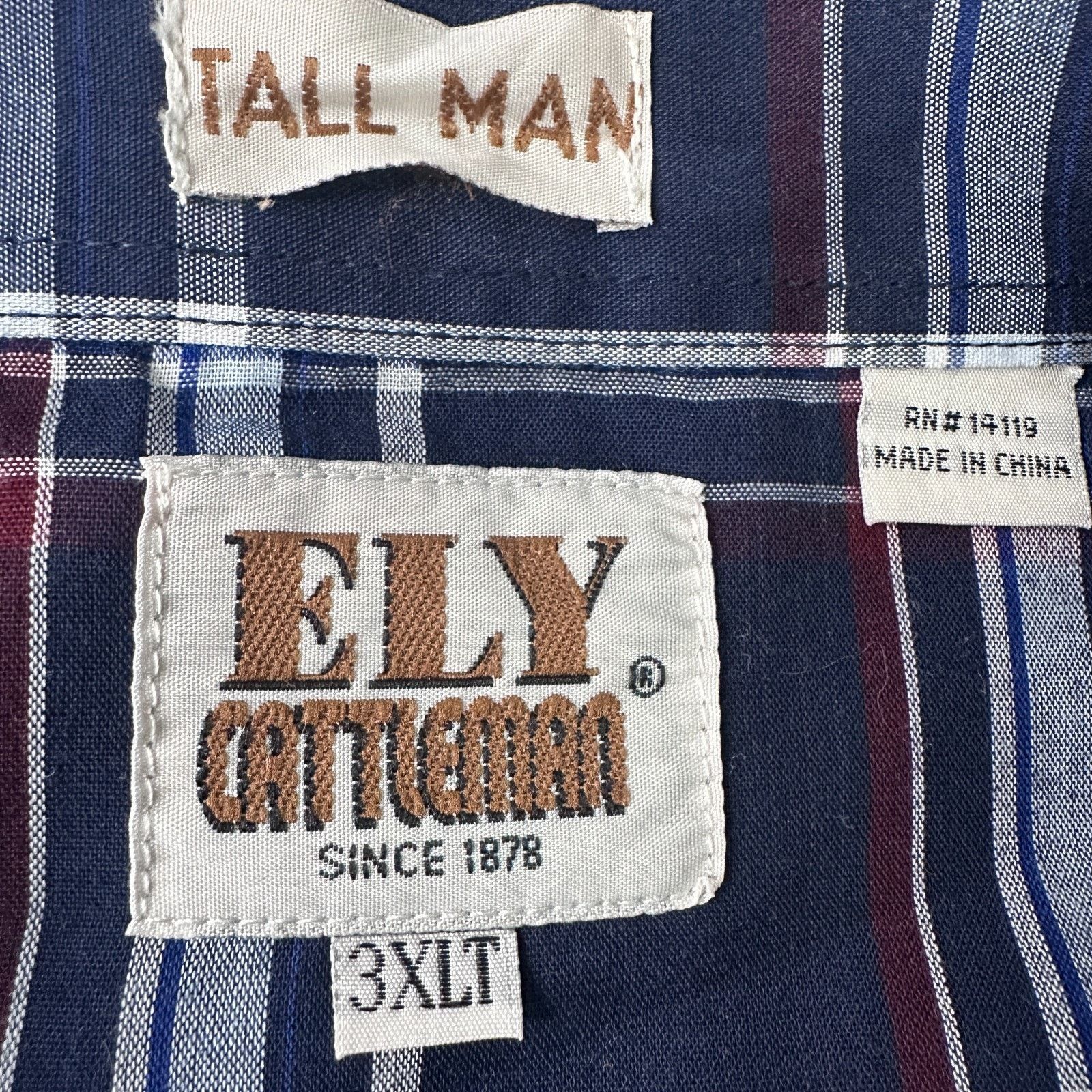 Other Ely Cattleman Shirt Men’s 3XLT Blue Plaid Western Button-Up Size US XXL / EU 58 / 5 - 6 Thumbnail