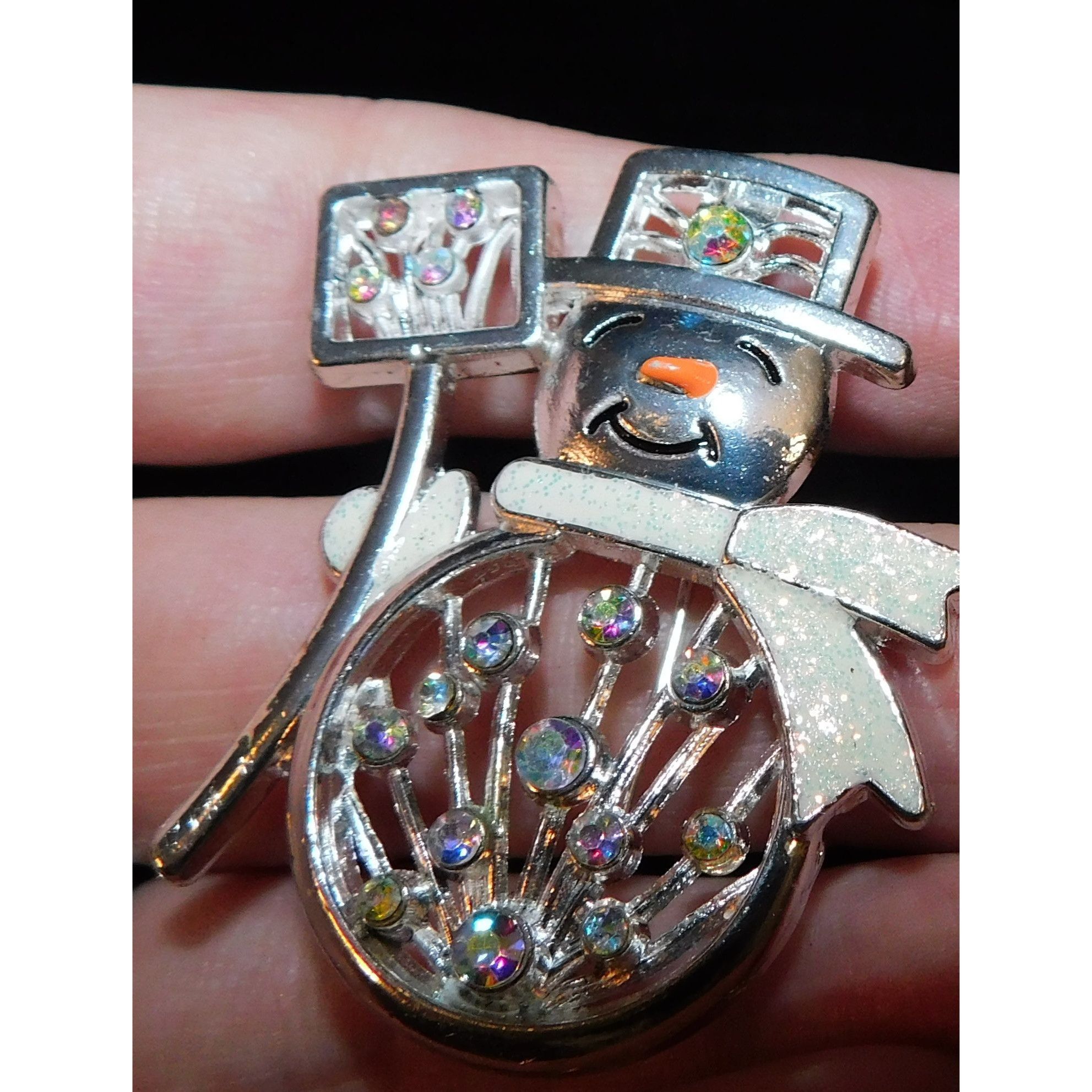 Other Vintage Snowman Brooch With Aurora Borealis Rhinestones Size ONE SIZE - 3 Thumbnail