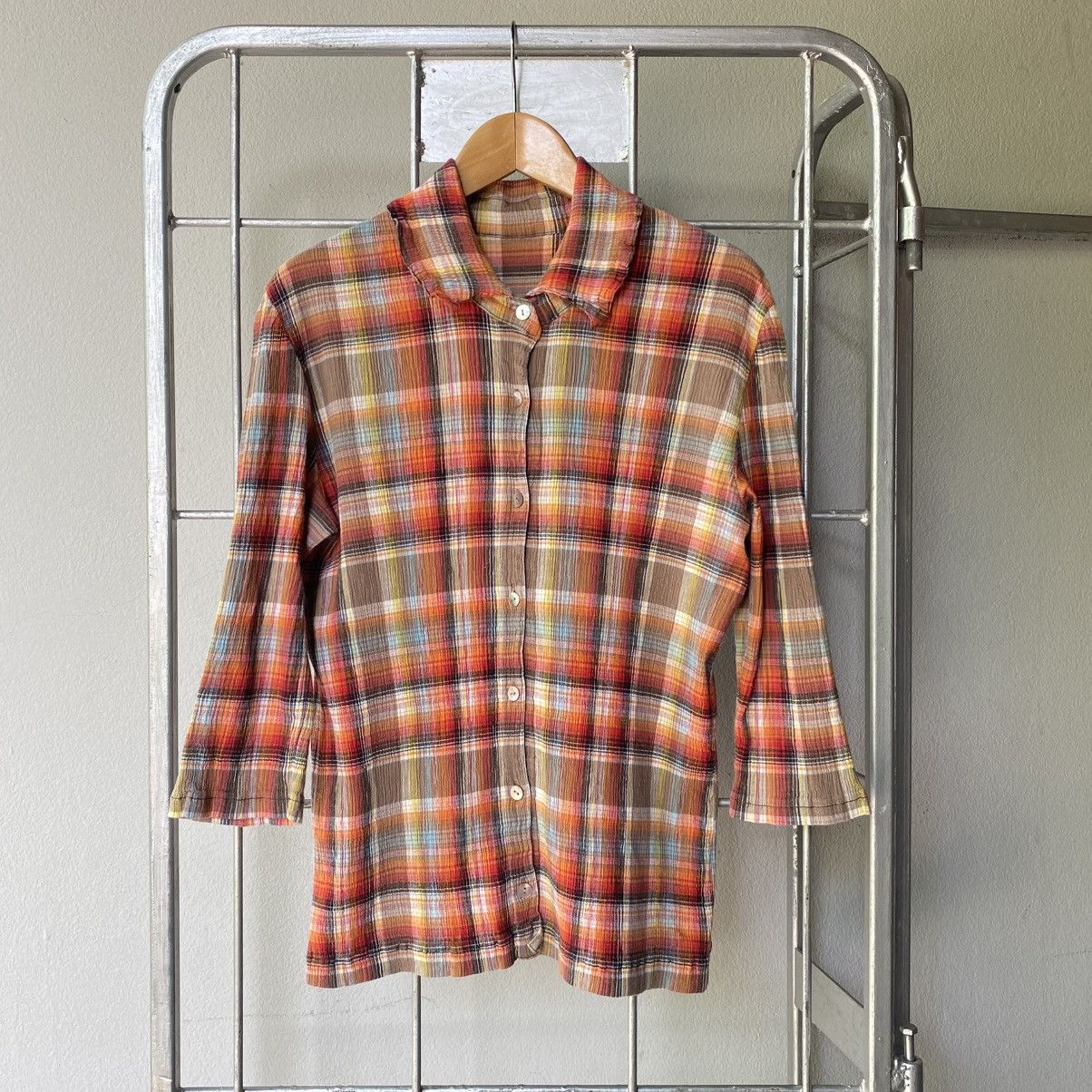 Tsumori Chisato Tsumori Chisato Brown Red Plaid Button Shirt Size XS / US 0-2 / IT 36-38 - 1 Thumbnail