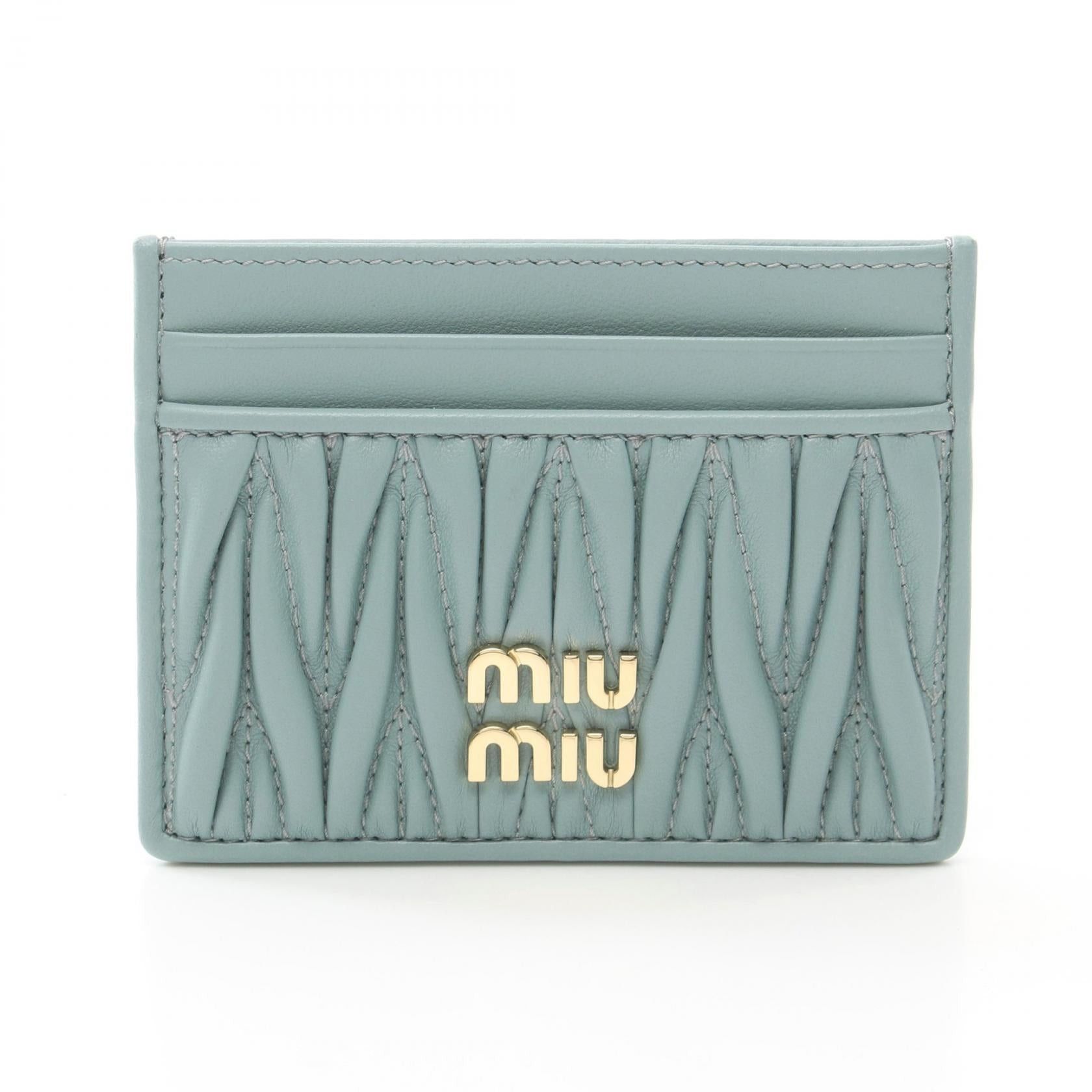 Miu Miu Miu Miu Matelasse Card Case Leather Green Size ONE SIZE - 1 Thumbnail