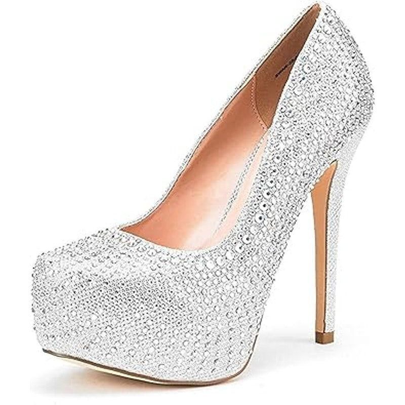 Other Dream Pairs Women's 5.5" Silver Rhinestone Platform Heels Size US 5.5 / IT 35.5 - 1 Thumbnail