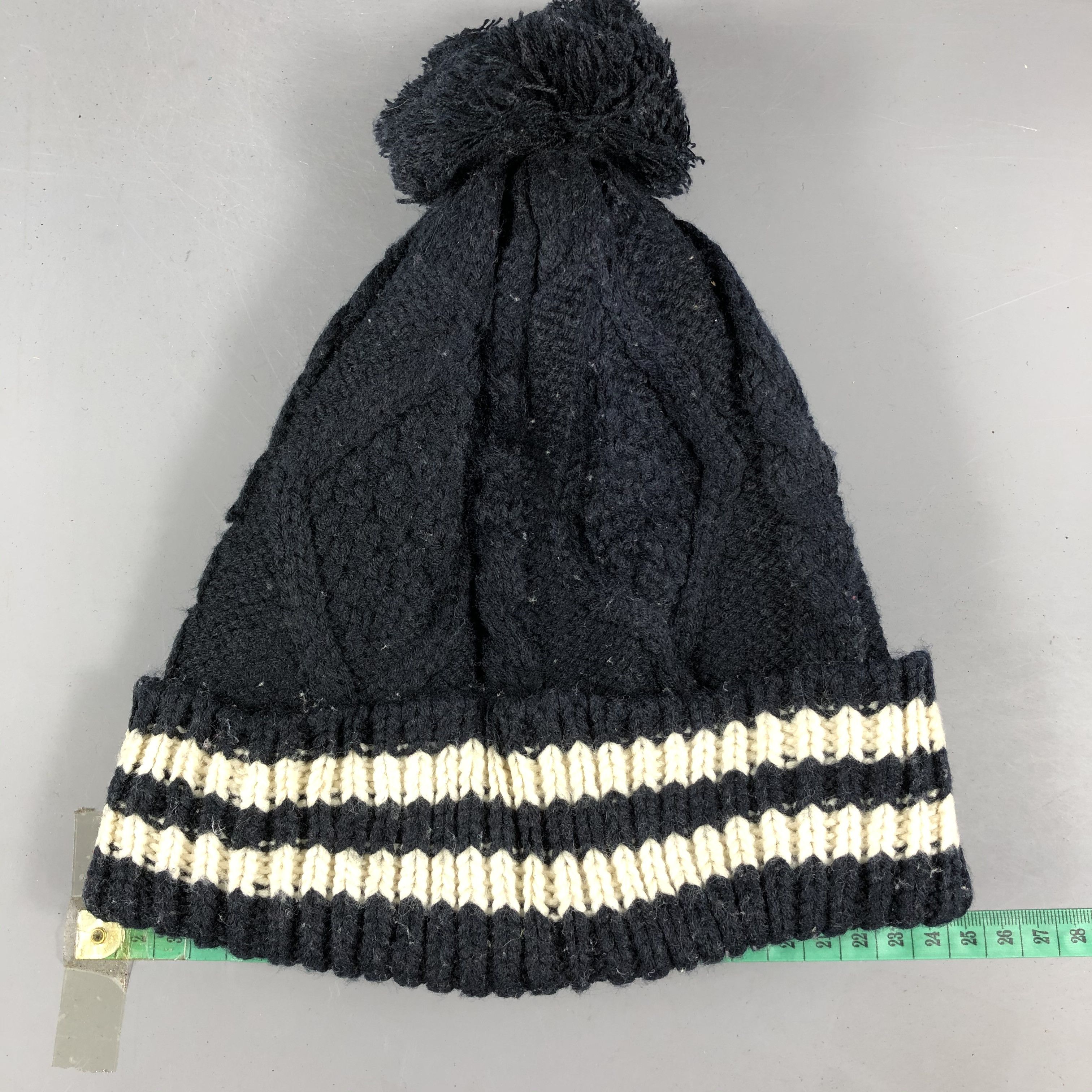 Japanese Brand Cable Knit Stripe Beanie Size ONE SIZE - 3 Thumbnail