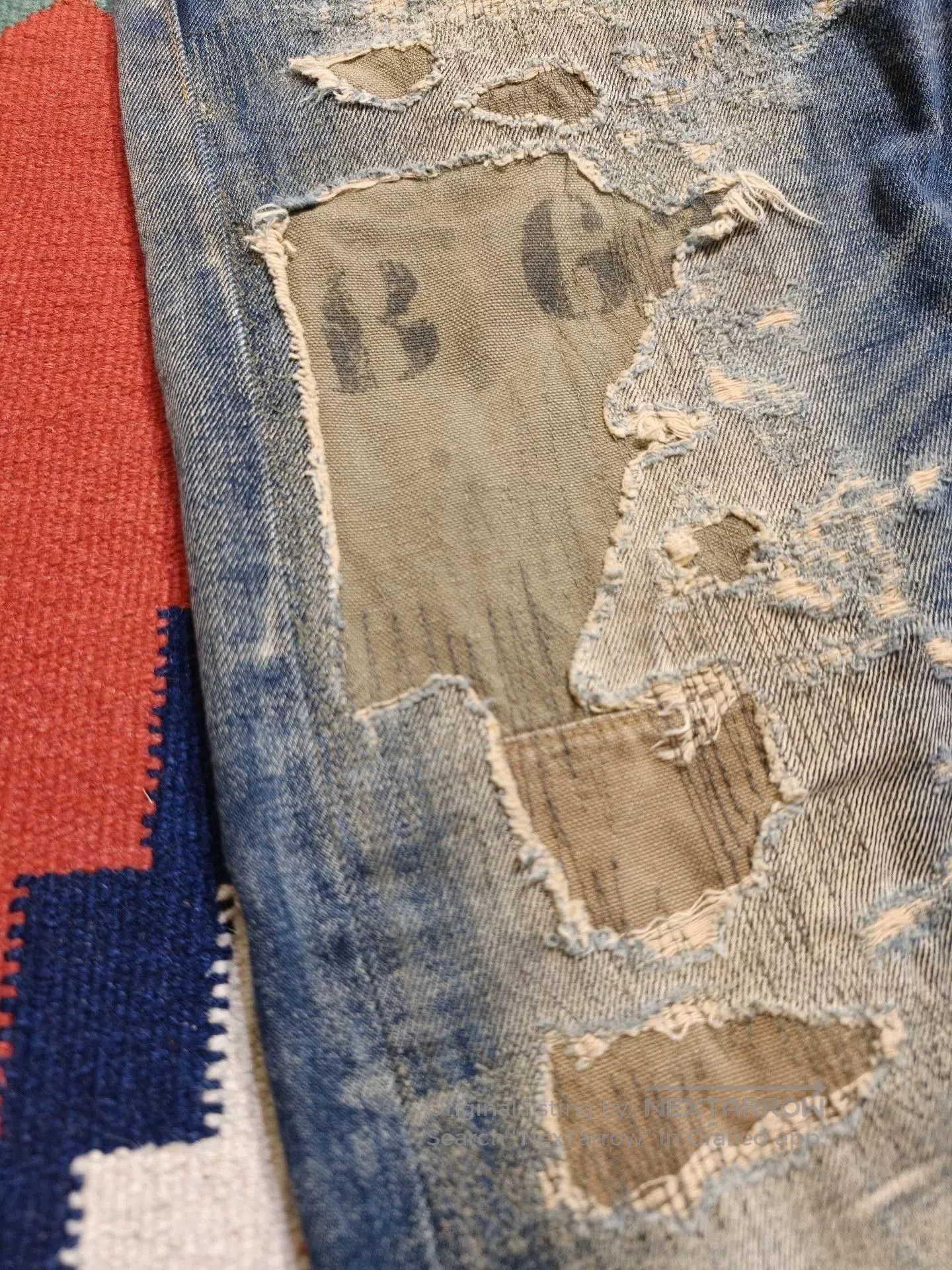 RRL Ralph Lauren RL Ralph Lauren Heavy Distressed Patch Jeans. Size US 31 - 9 Thumbnail