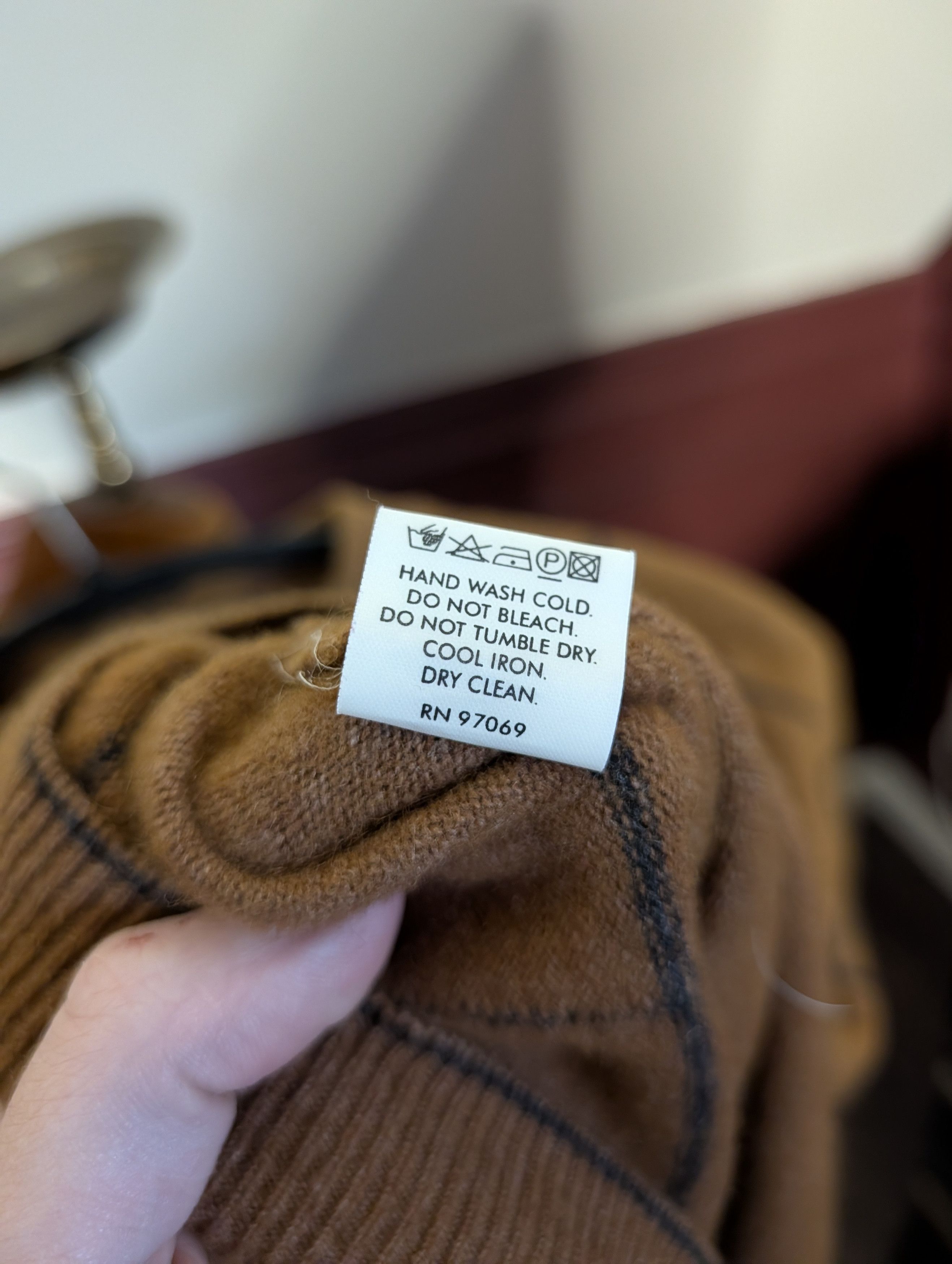 Scott Barber VTG brown check cashmere/wool Italian knit sweater Size US XL / EU 56 / 4 - 9 Thumbnail