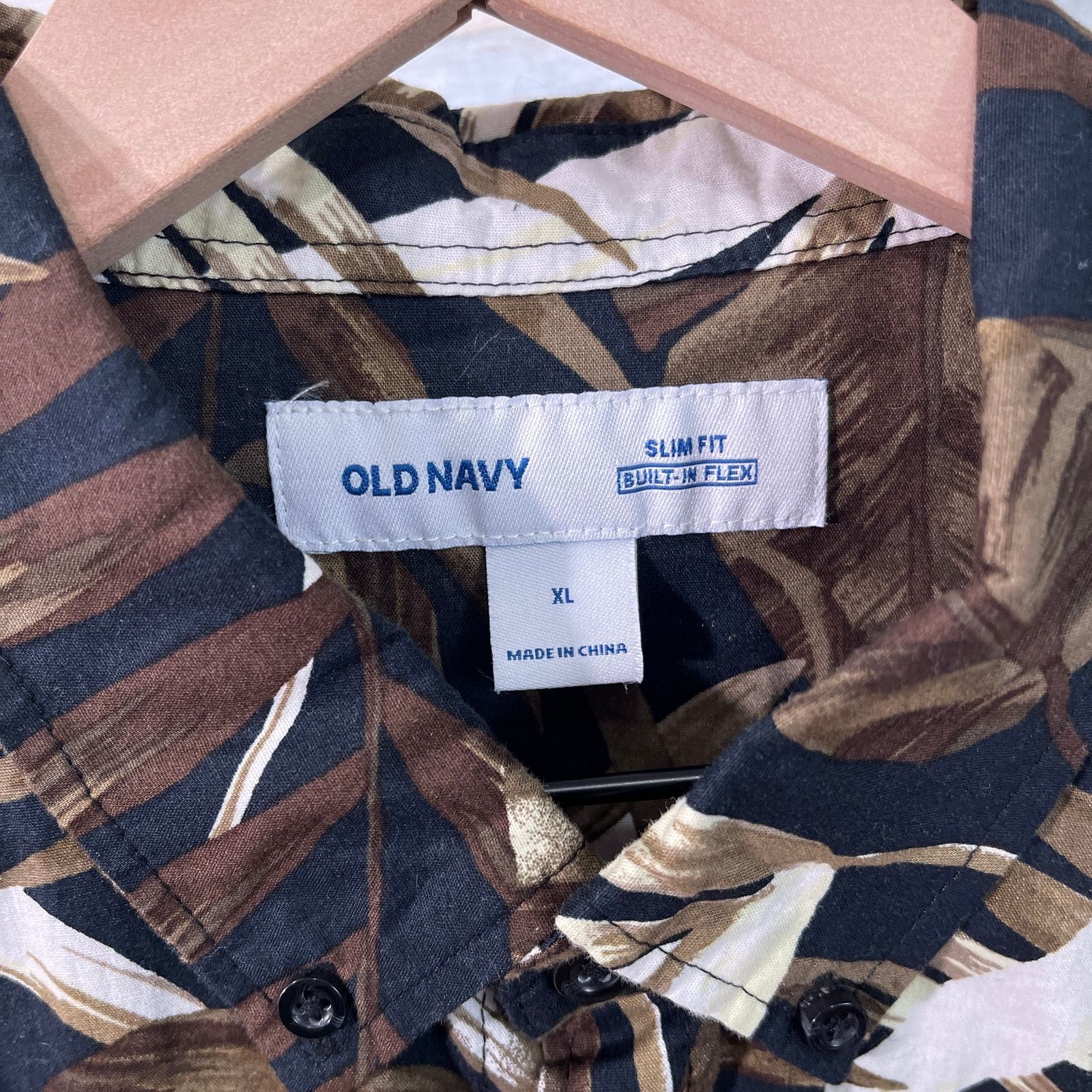 Old Navy OLD NAVY Tropical Palm Slim Fit Shirt Brown Mens XL Size US XL / EU 56 / 4 - 5 Thumbnail