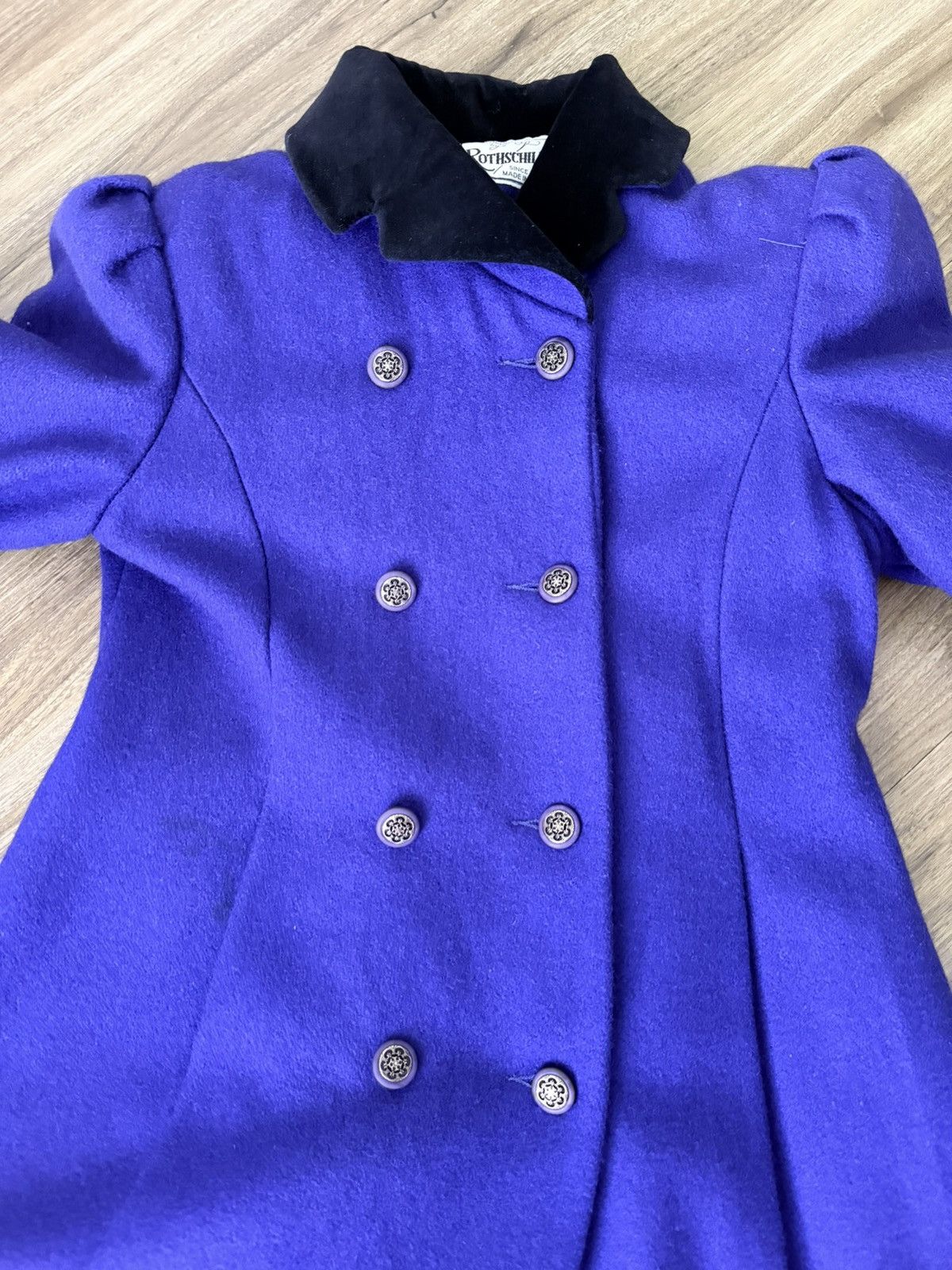Other Vintage Rothschild Girls Wool Coat Sz 12 Purple Black Velvet Size XS / US 0-2 / IT 36-38 - 3 Thumbnail