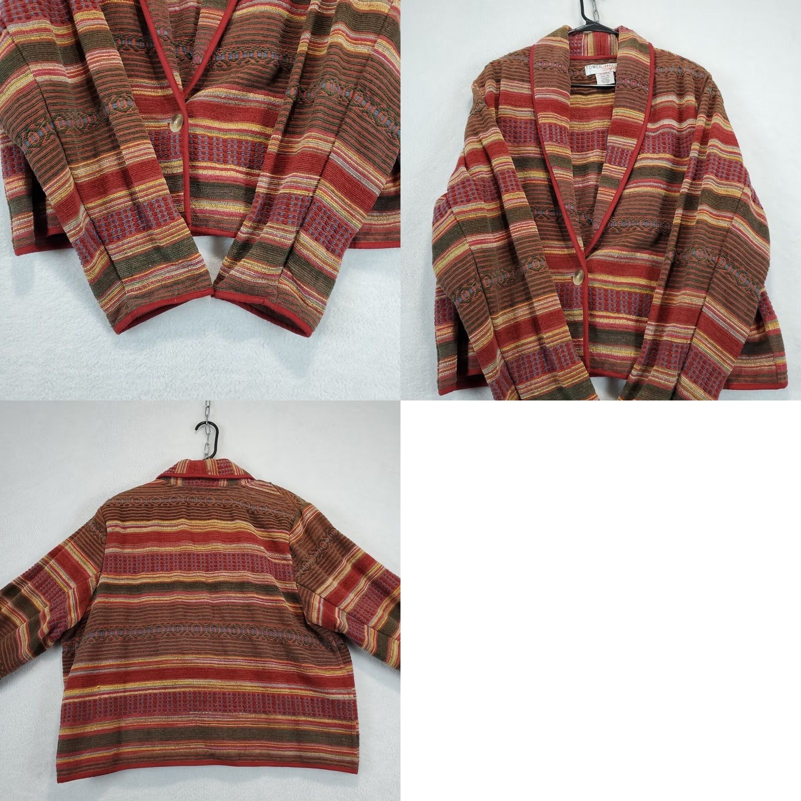 Vintage VINTAGE Tower Hill Sport Womens Blazer Shirt 16 Red Aztec Tapestry 80s Womens Size XXL / US 16-18 / IT 52-54 - 8 Thumbnail