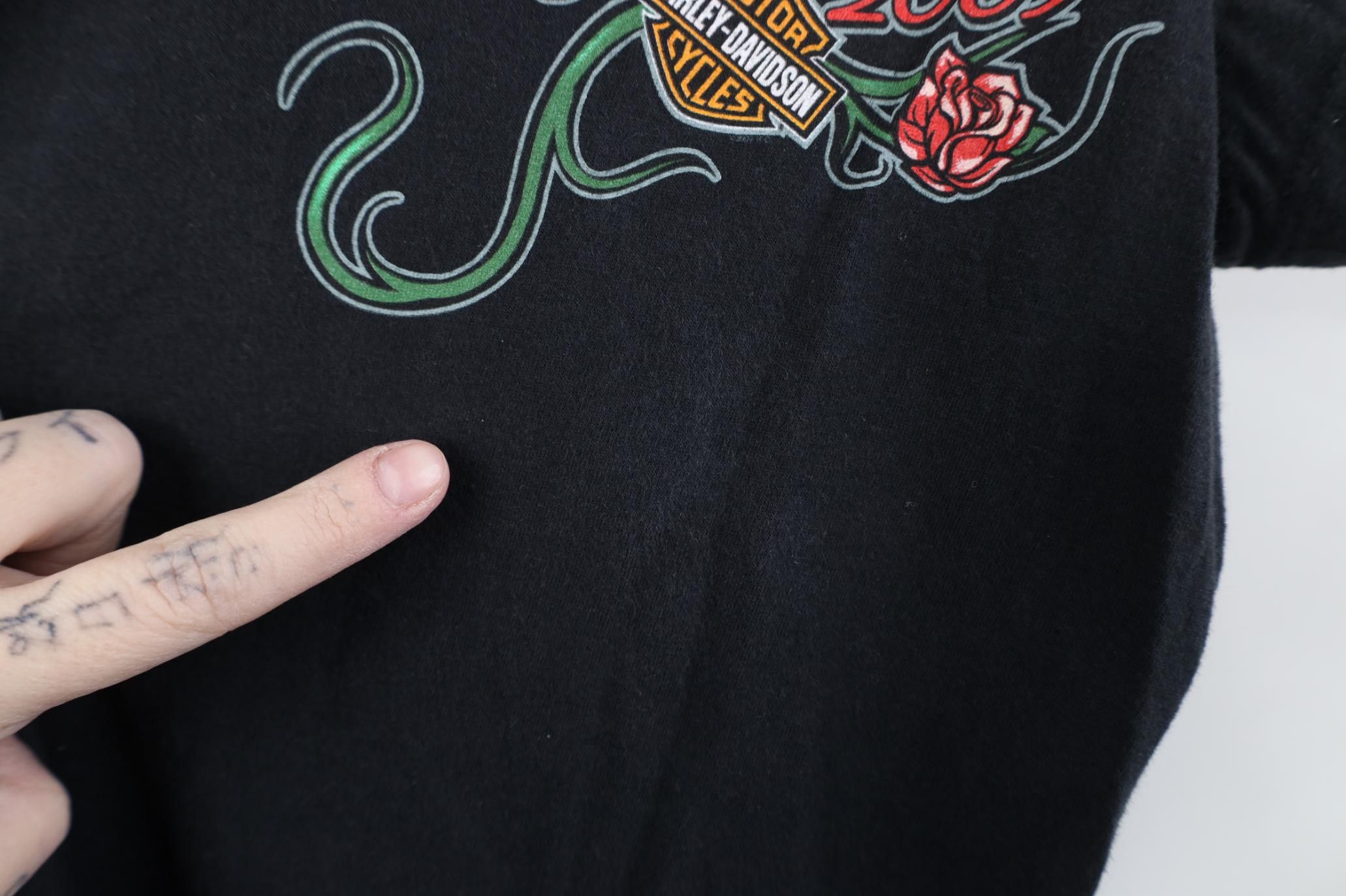 Harley Davidson Vintage Y2K Harley Davidson Rose Heart Wings Tribal T-Shirt Size L / US 10 / IT 46 - 5 Thumbnail