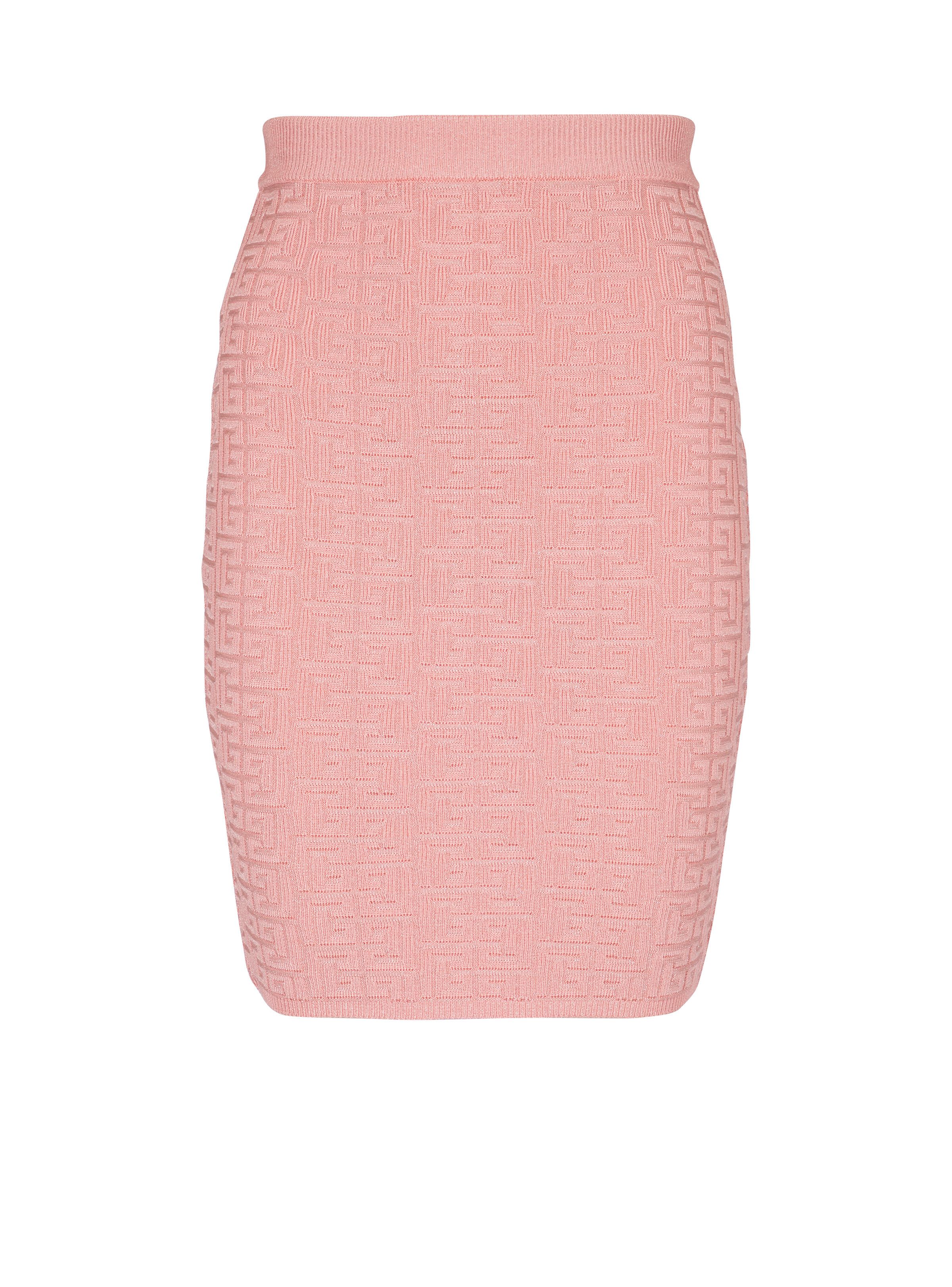Balmain o1s1wg110725 Pb Labyrinth Knit Skirt in Light Pink Size 26" / US 2 / IT 38 - 1 Thumbnail