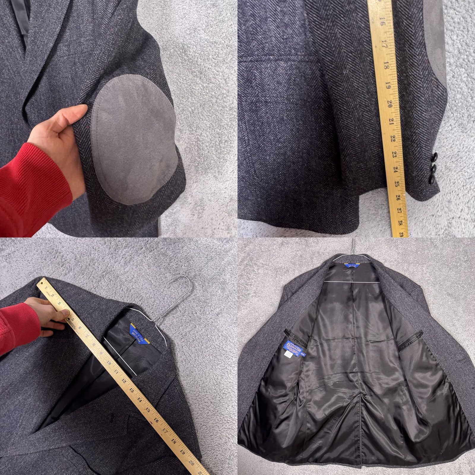 Pendleton Pendleton Blazer Men 44L Wool Tweed Vintage USA Geometric 80s 90s Notch Lapel Regular Single-Breasted 2-Button Chest 44 in Gray Size 44R - 8 Thumbnail