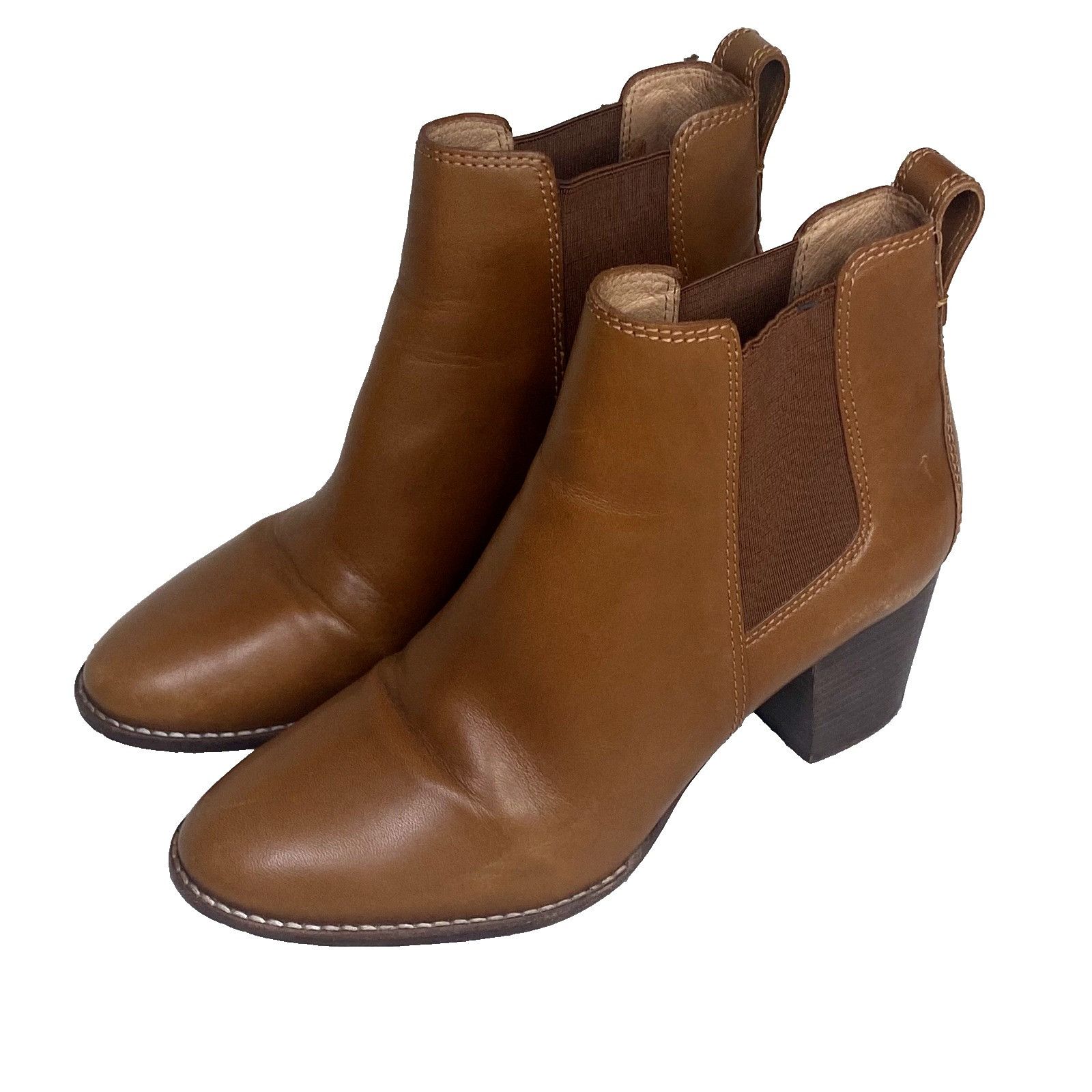 Madewell Madewell Regan Boots, Saddle Brown Leather, Pull-On Booties, Size US 8.5 / IT 38.5 - 1 Thumbnail