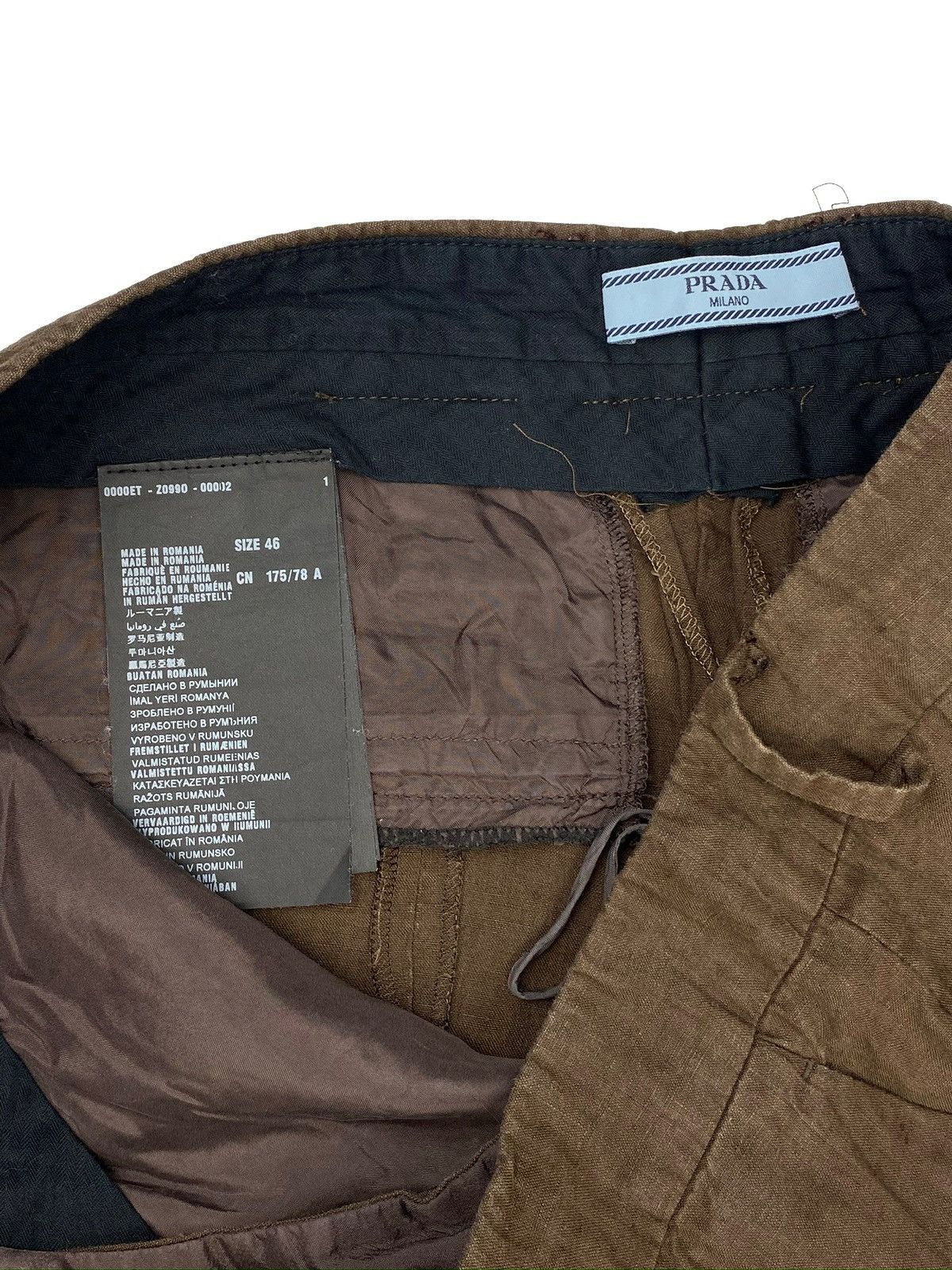 Prada PRADA WOMEN CROPPED PANTS BROWN LINEN FLAT FRONT IT 46 XL Size 32" / US 10 / IT 46 - 13 Thumbnail